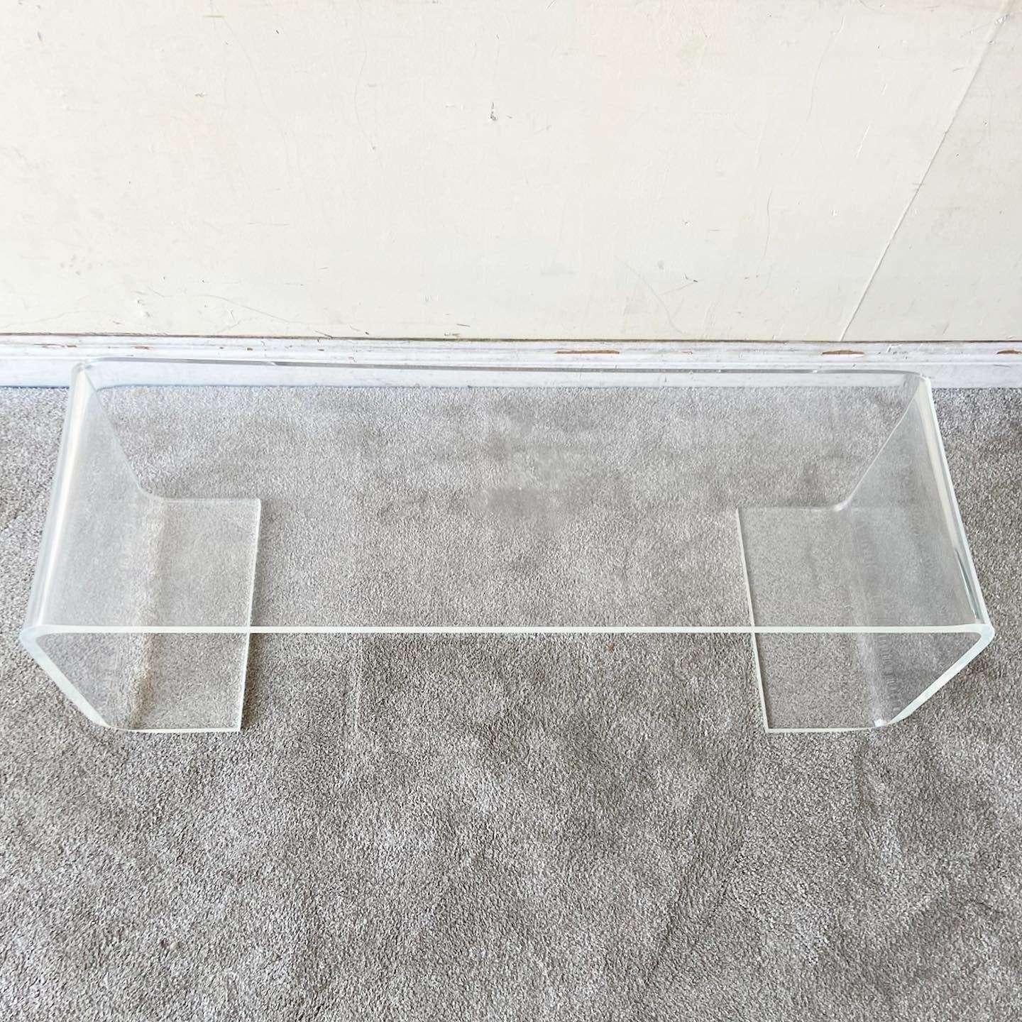 American Postmodern Lucite Scroll Coffee Table For Sale