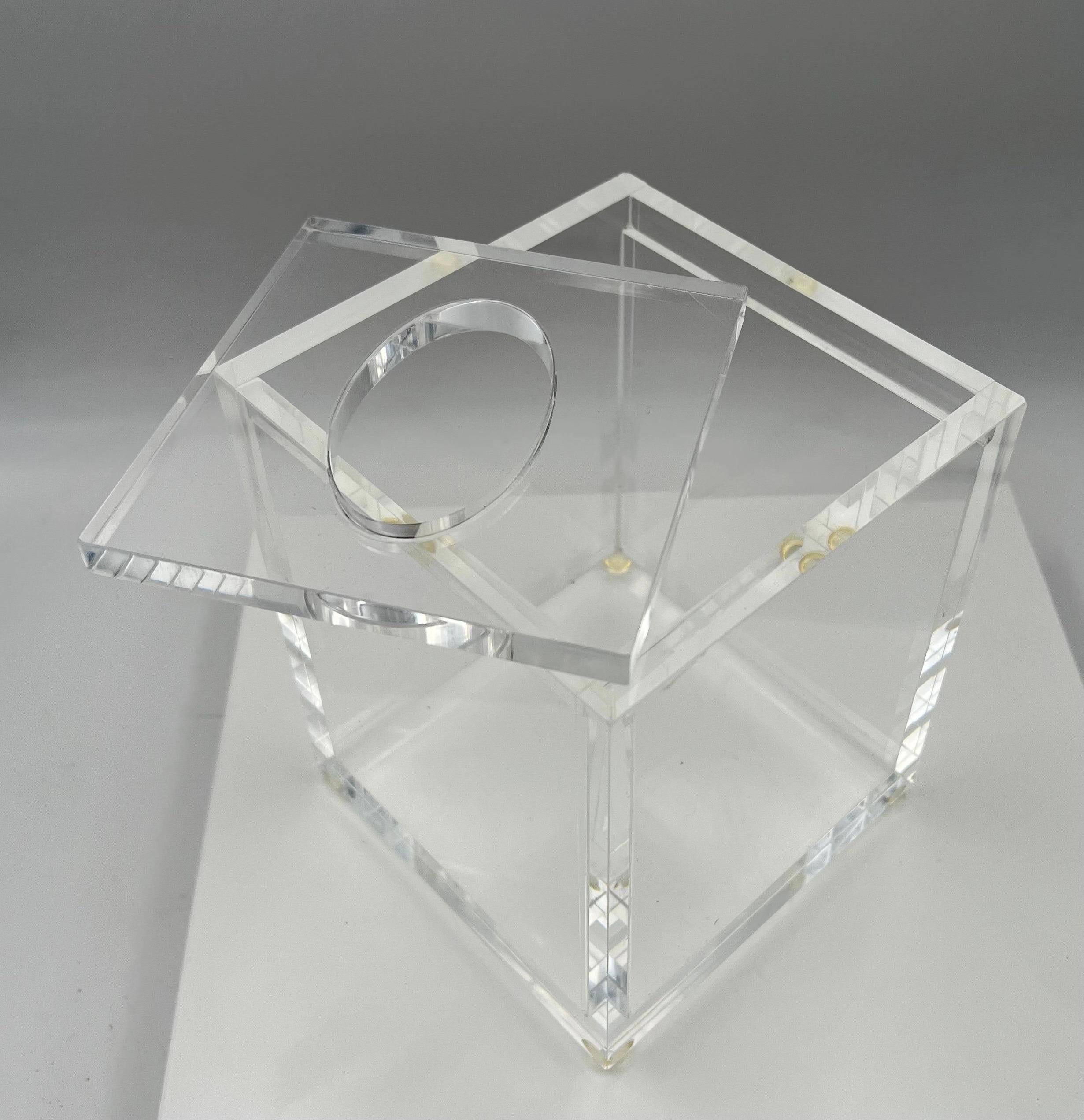 Post-Modern Postmodern Lucite Tissue Box in the Style of Charles Hollis Jones For Sale