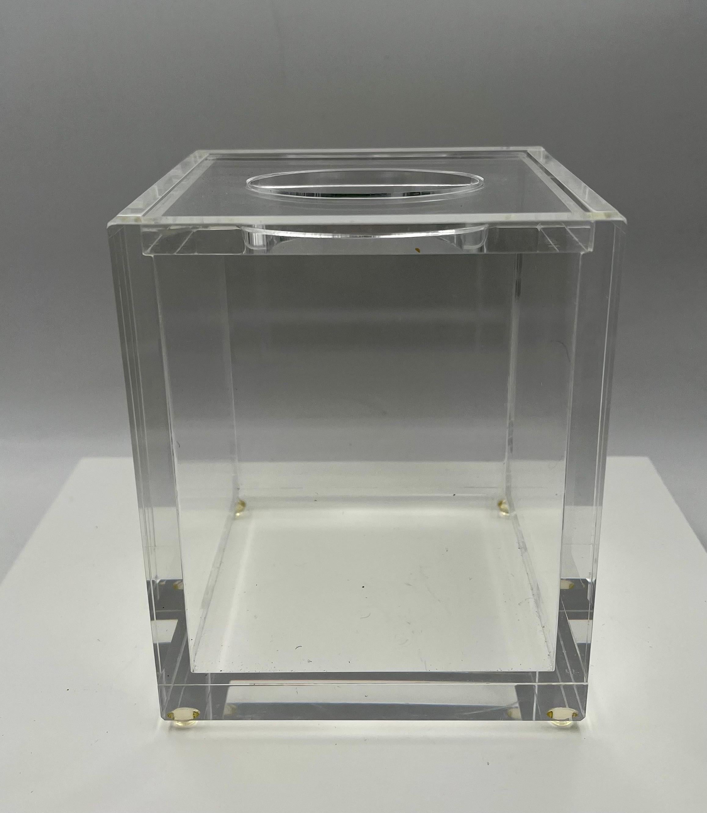 North American Postmodern Lucite Tissue Box in the Style of Charles Hollis Jones For Sale