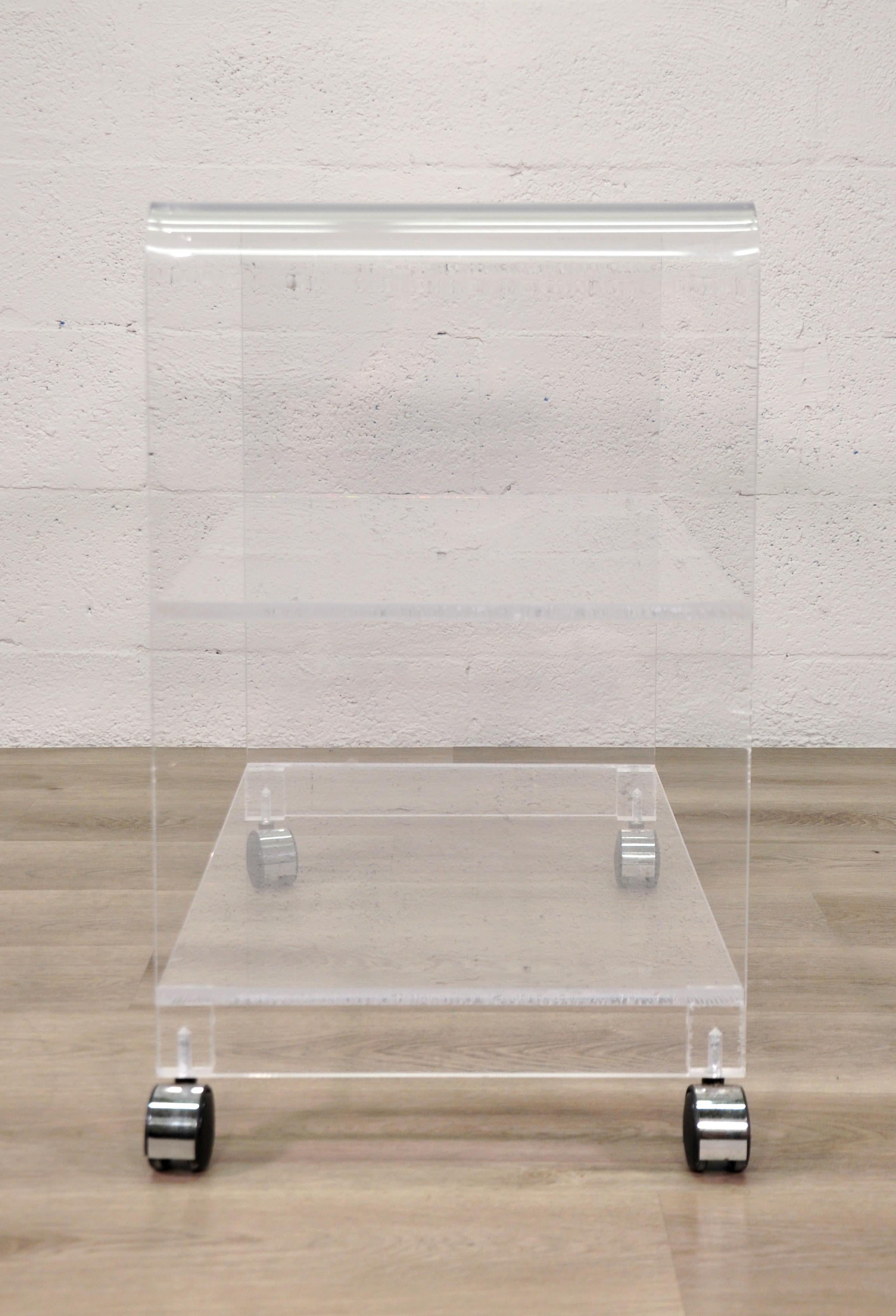 Postmodern Lucite Waterfall Bar Cart Hollis Jones Style In Good Condition For Sale In Miami, FL
