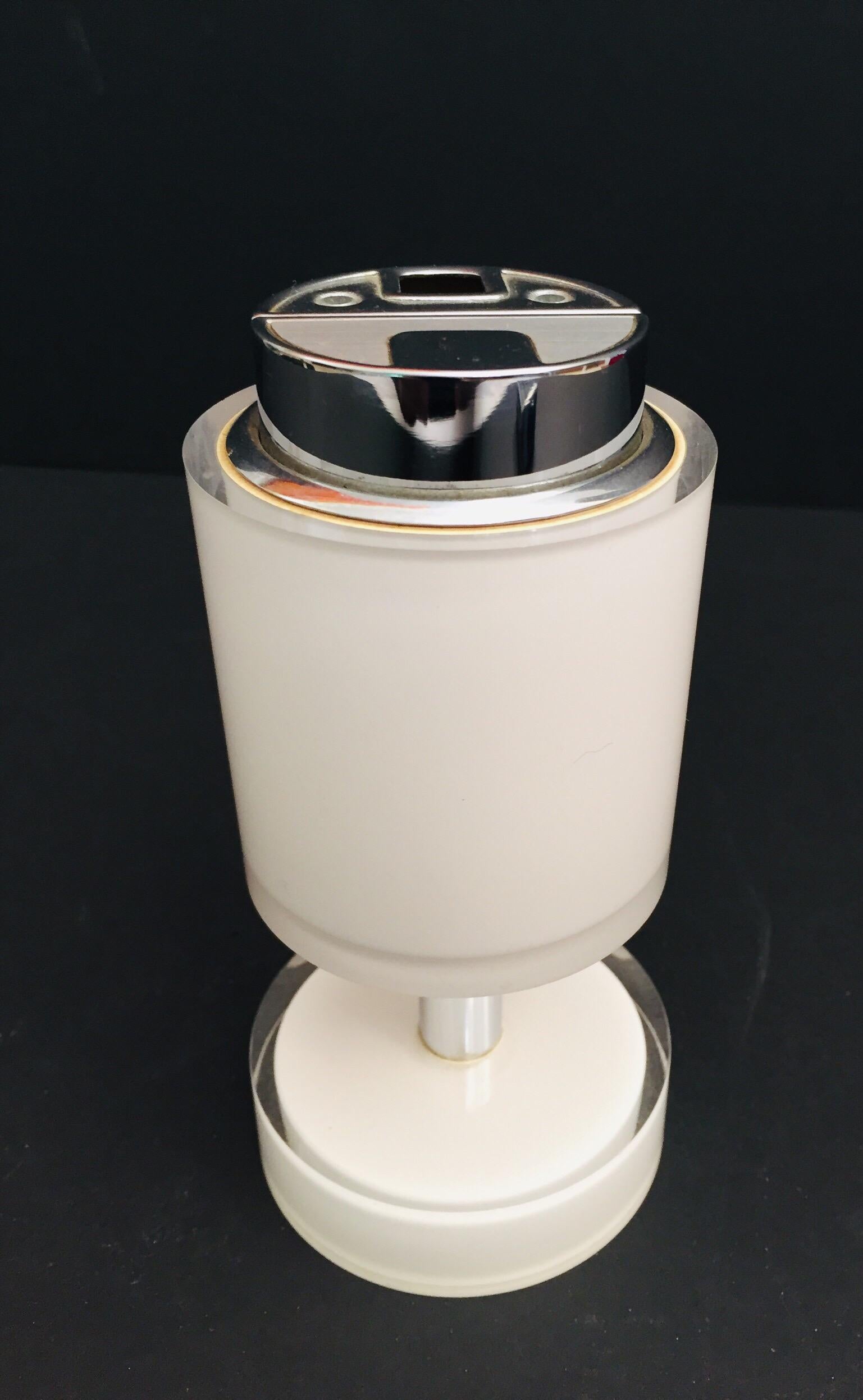 Hand-Crafted Postmodern Lucite White Table Lighter Sarome Japan