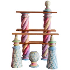 Postmodern Mackenzie Childs Vintage Ceramic Modular Shelves Majolica 1983 Design