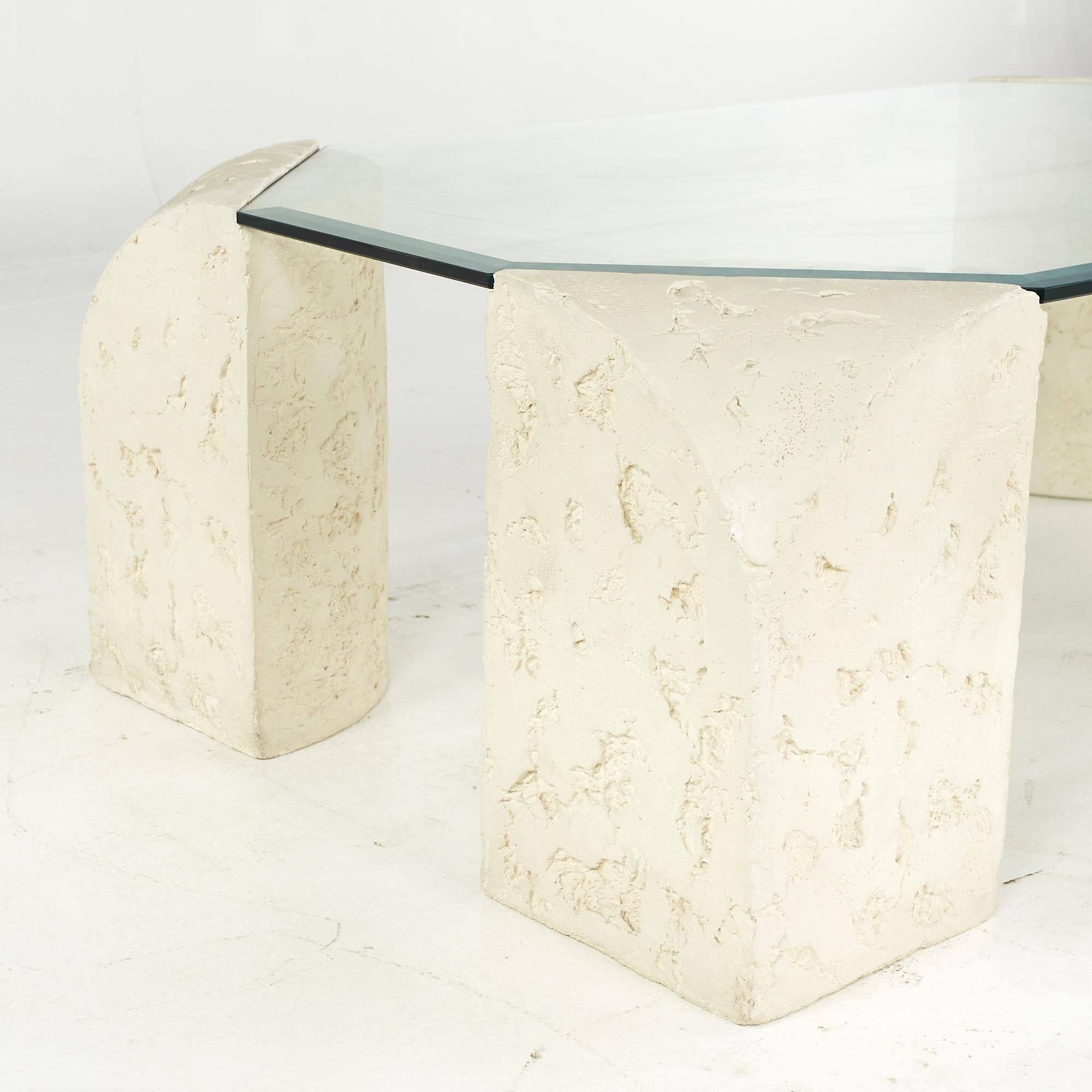 Post-Modern Postmodern Mactan, Glass and Pastor Stone Coffee Table For Sale