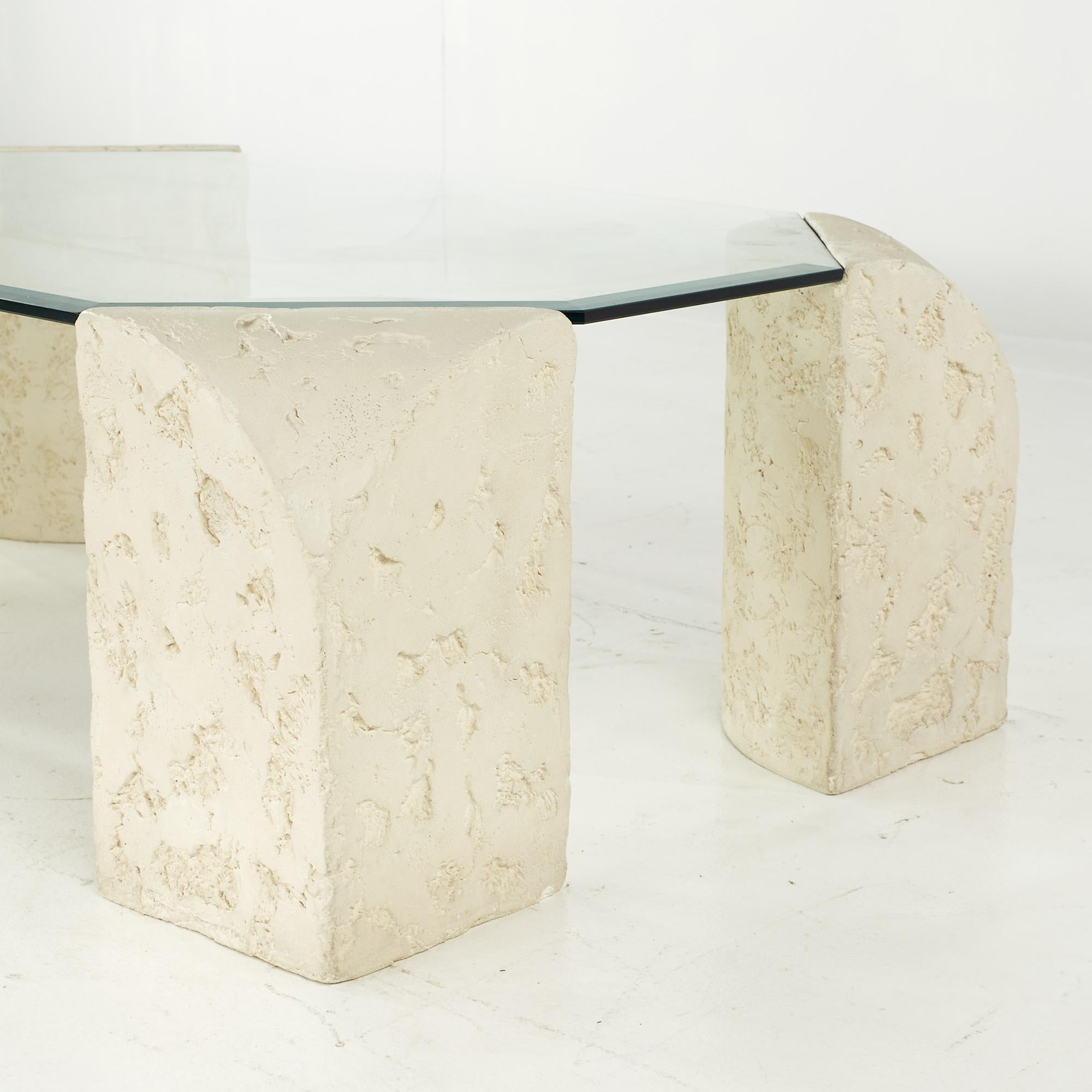 American Postmodern Mactan, Glass and Pastor Stone Coffee Table For Sale