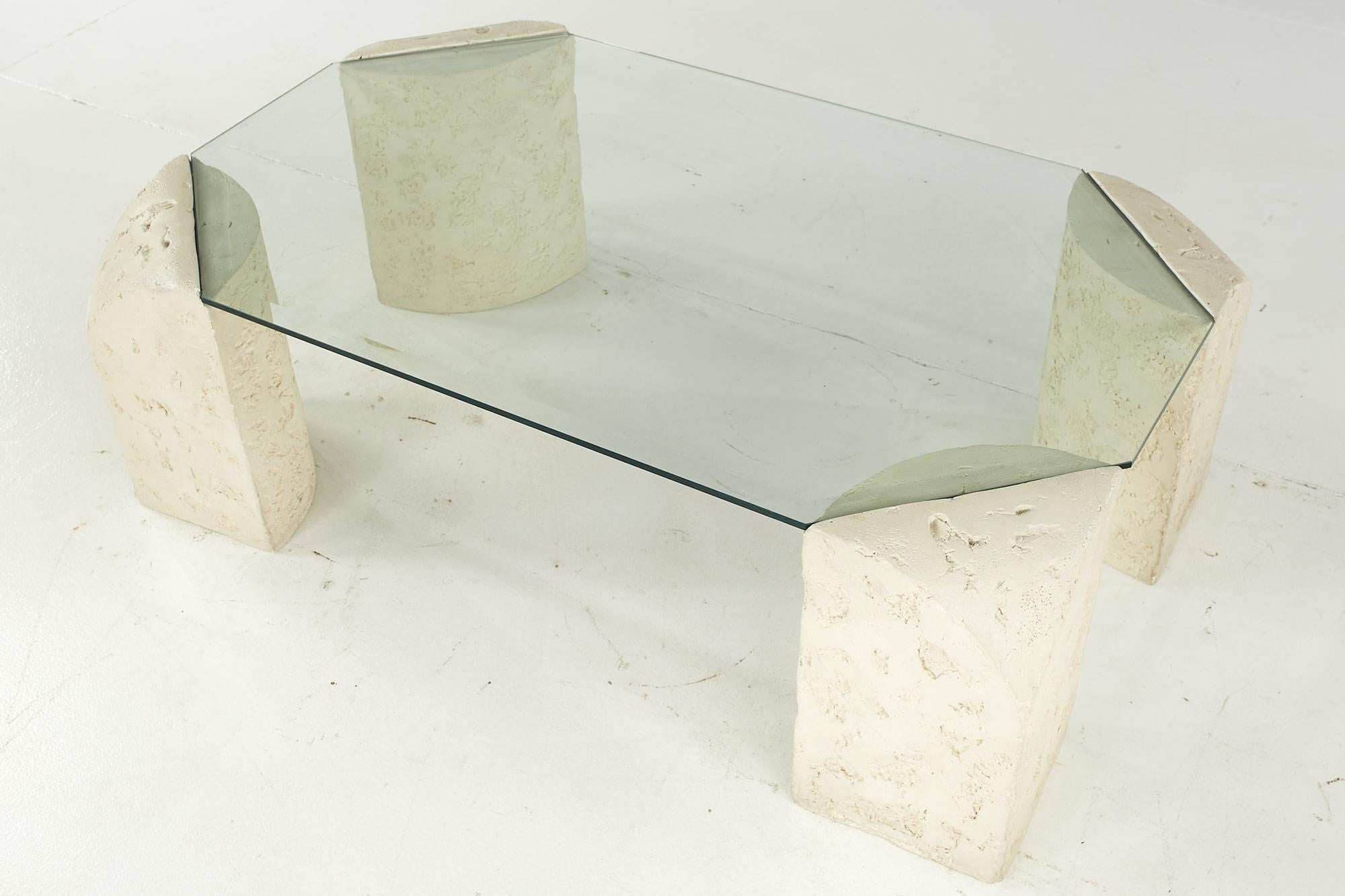 Contemporary Postmodern Mactan, Glass and Pastor Stone Coffee Table For Sale