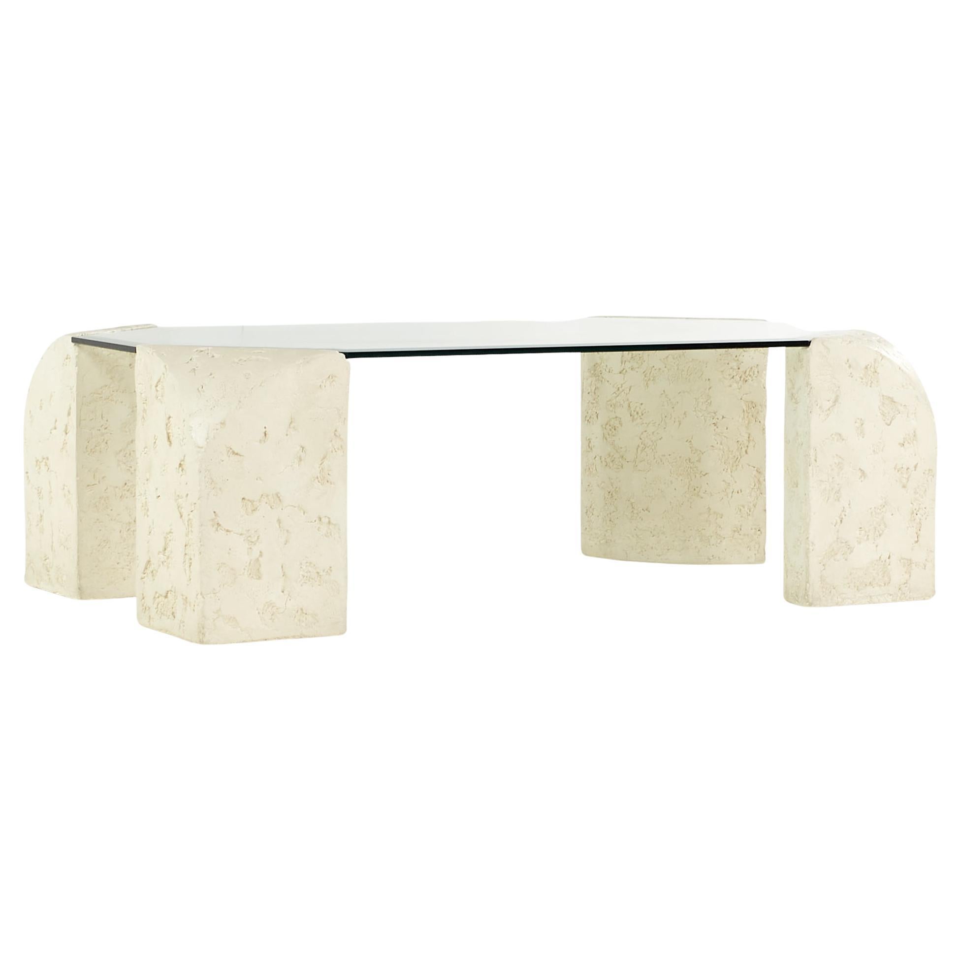 Postmodern Mactan, Glass and Pastor Stone Coffee Table For Sale