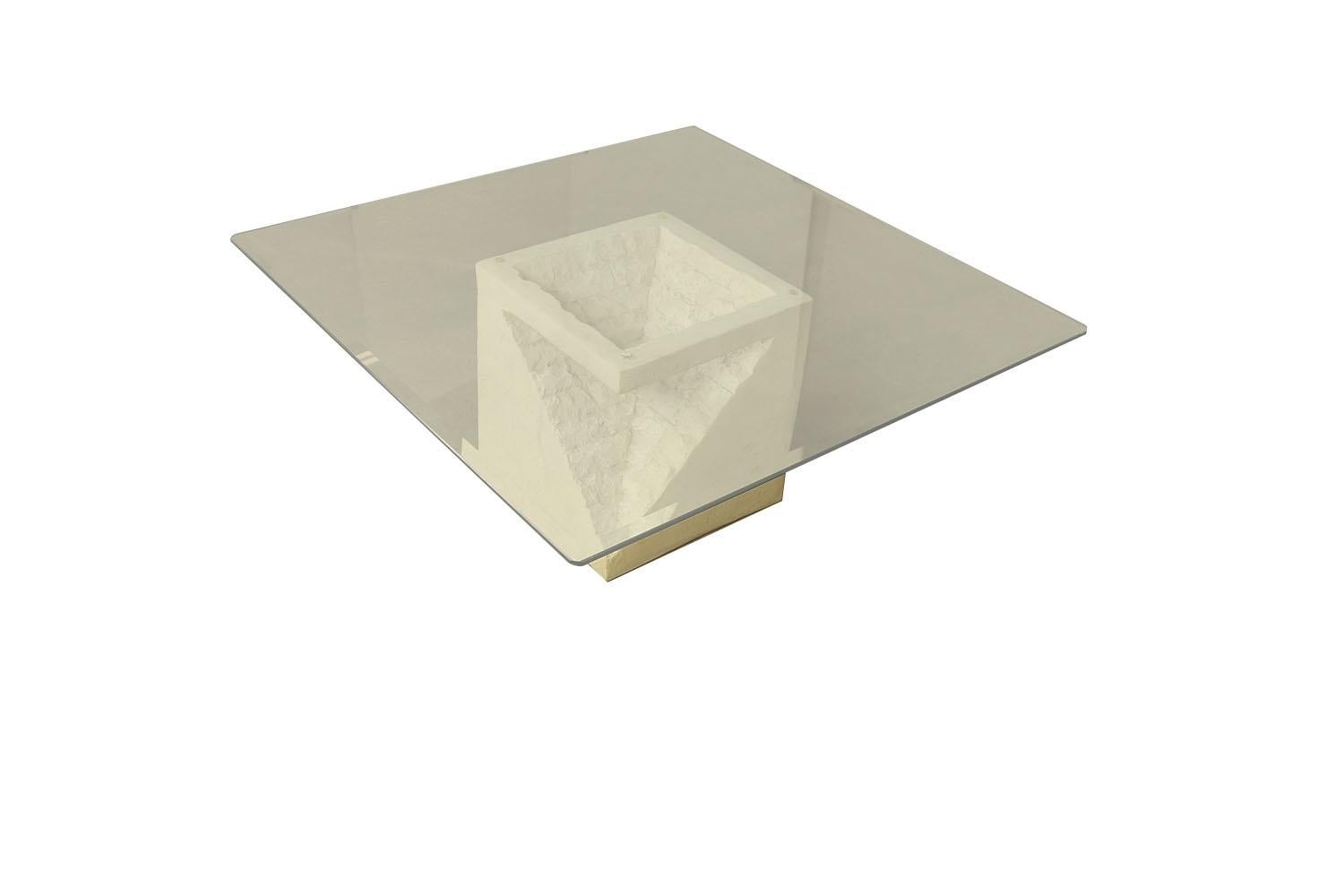 Postmodern Mactan Stone Glass Coffee Table For Sale 1