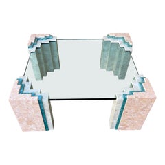 Postmodern Maitland Smith Style Tessellated Mactan Stone Coffee Table. C 1980s