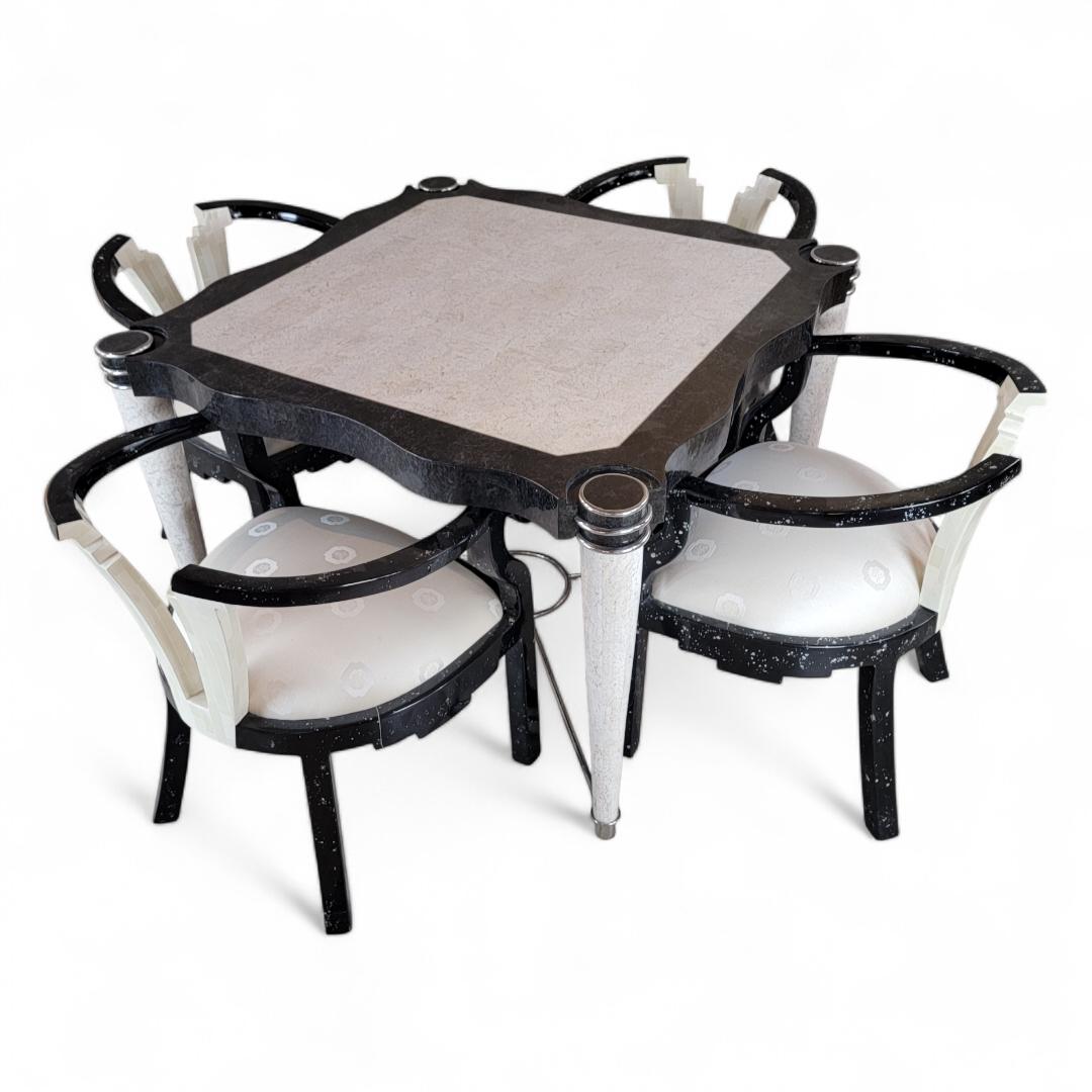 Postmodern Maitland Smith Style Tessellated Stone Sculptural Dining/Game Table For Sale 2