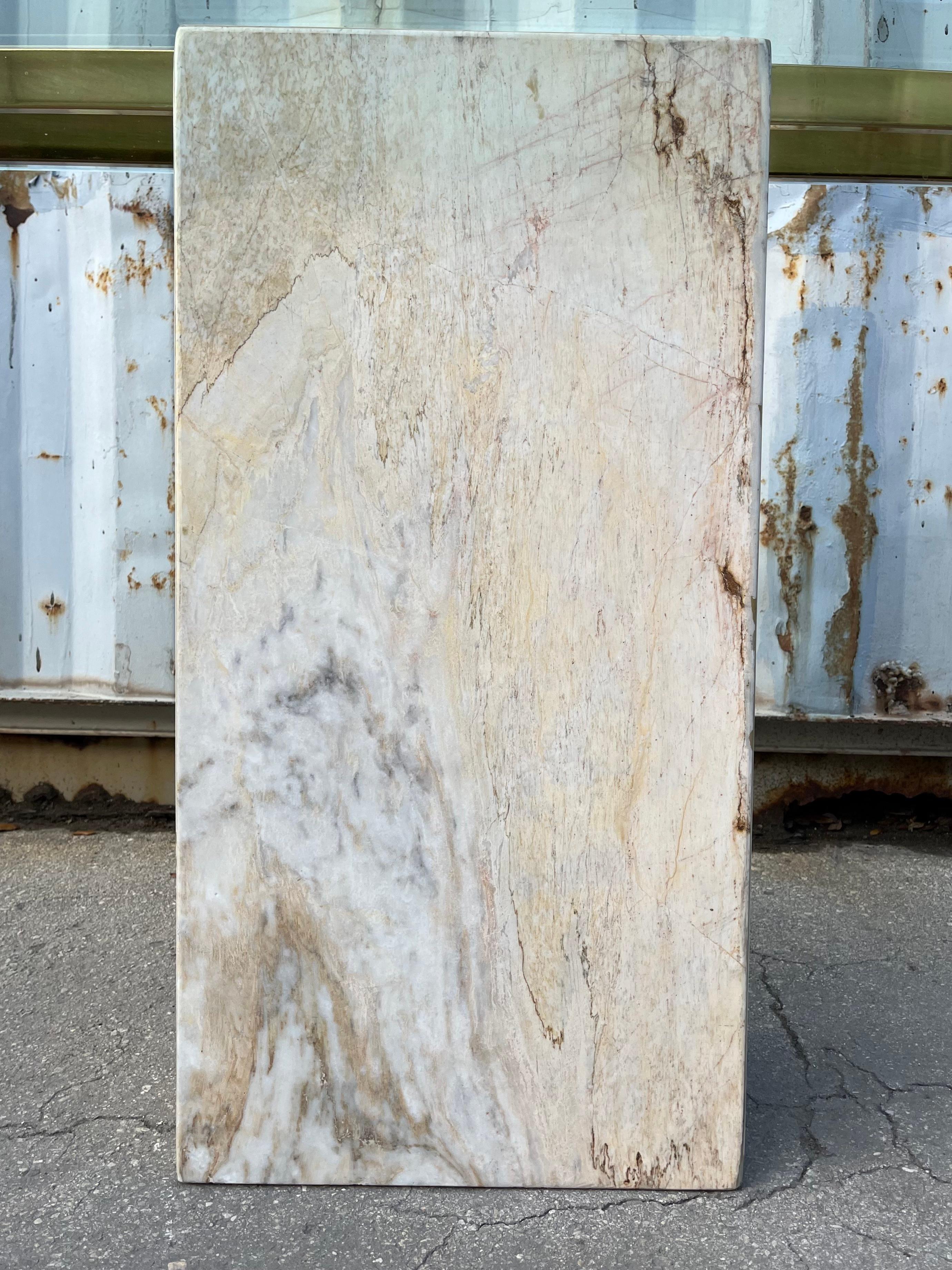 Postmodern Marble and Brass Console Table in the Artedi Style. Circa 1980s For Sale 12