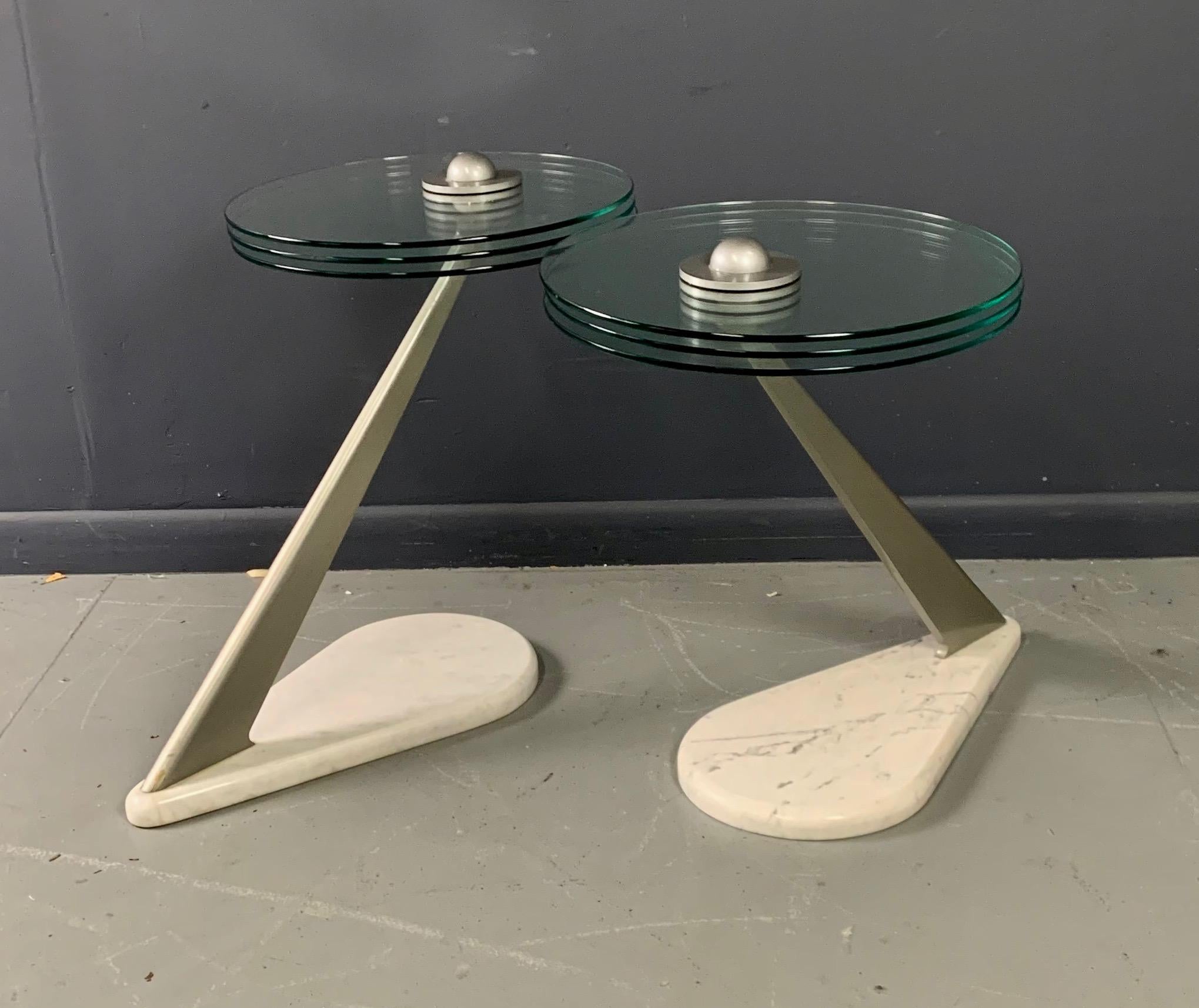 Postmodern Marble and Glass Drinks Tables by Bruce Kaiser of Kaiser Newman 1