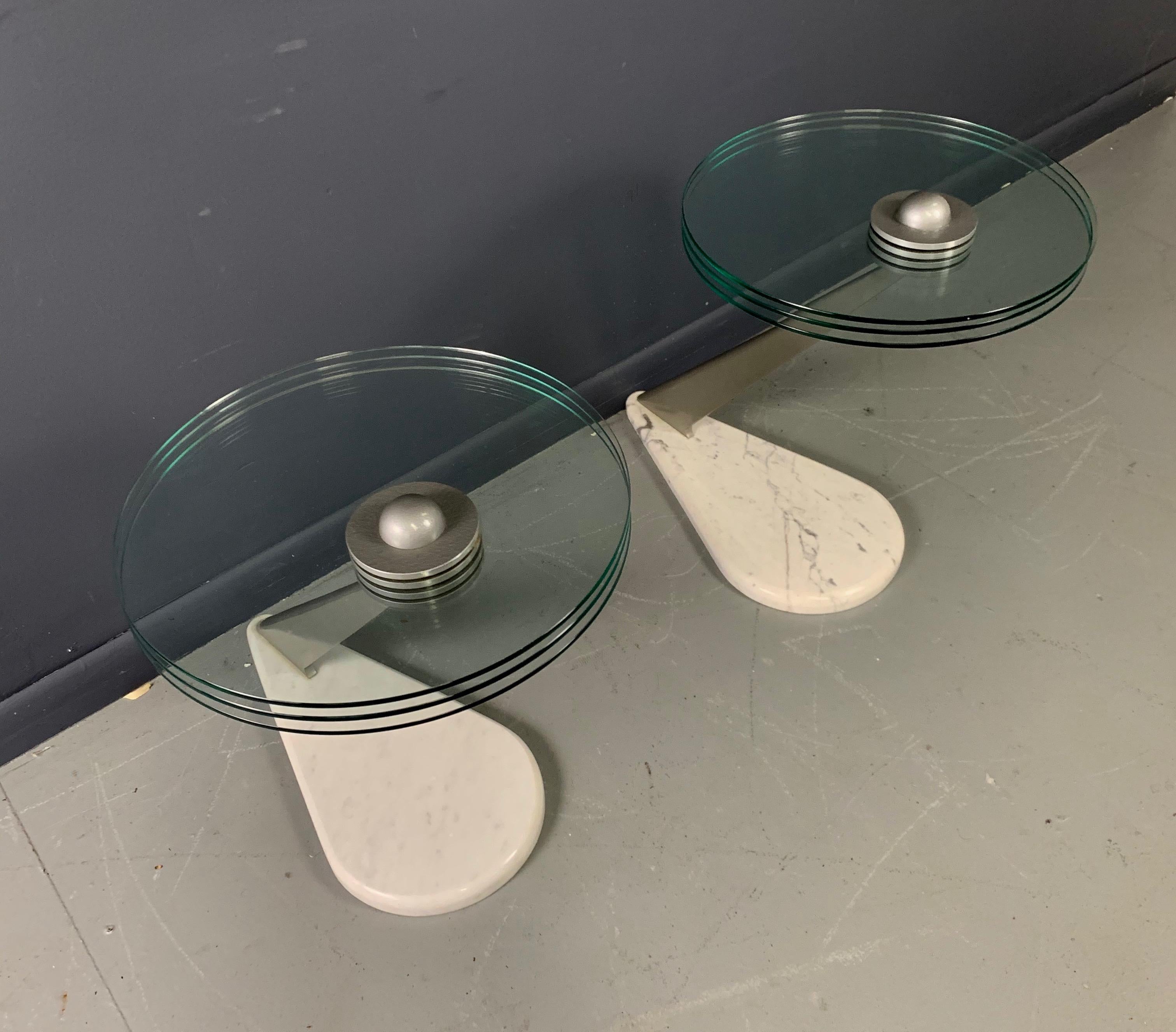 Postmodern Marble and Glass Drinks Tables by Bruce Kaiser of Kaiser Newman 2