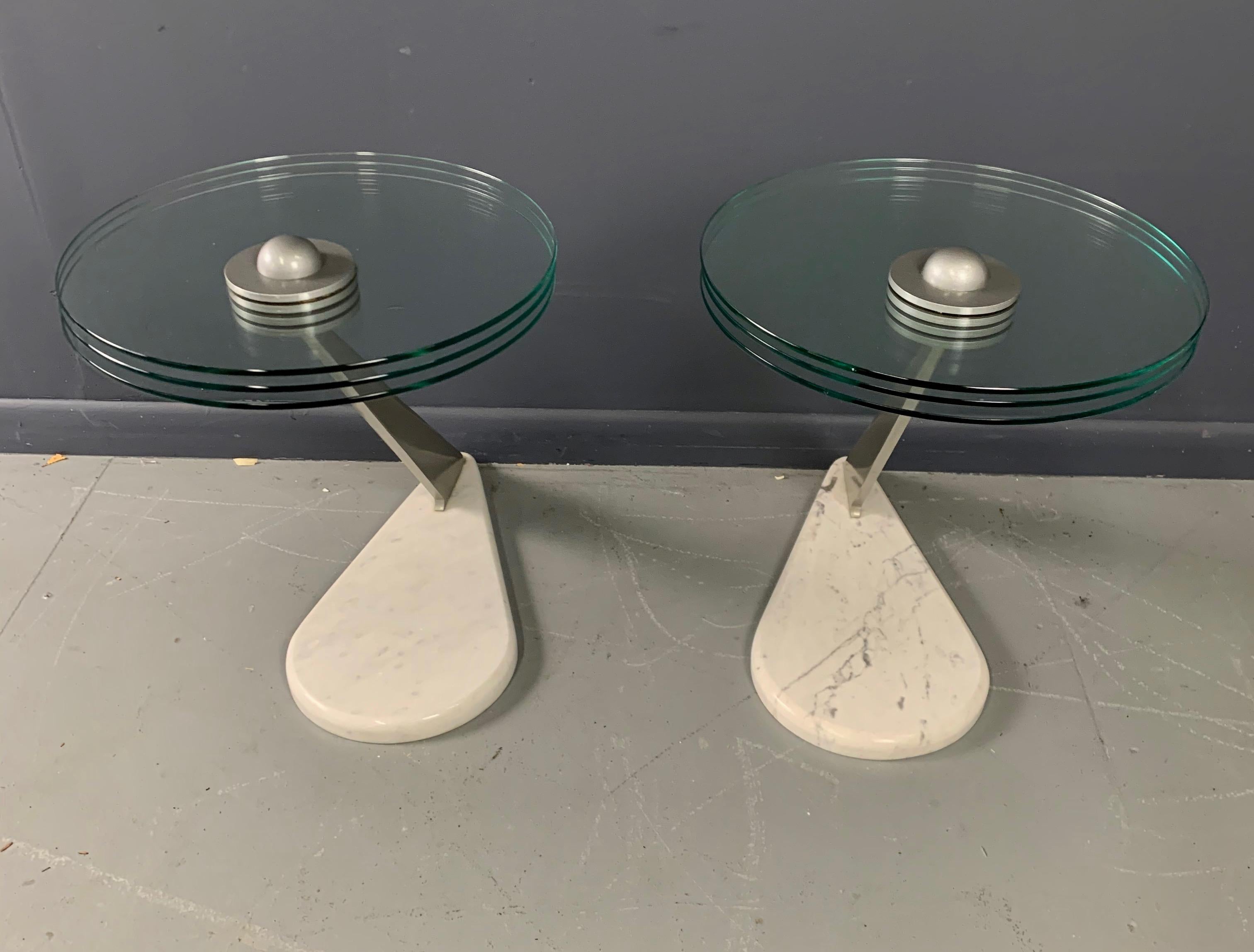 Postmodern Marble and Glass Drinks Tables by Bruce Kaiser of Kaiser Newman In Good Condition In Philadelphia, PA