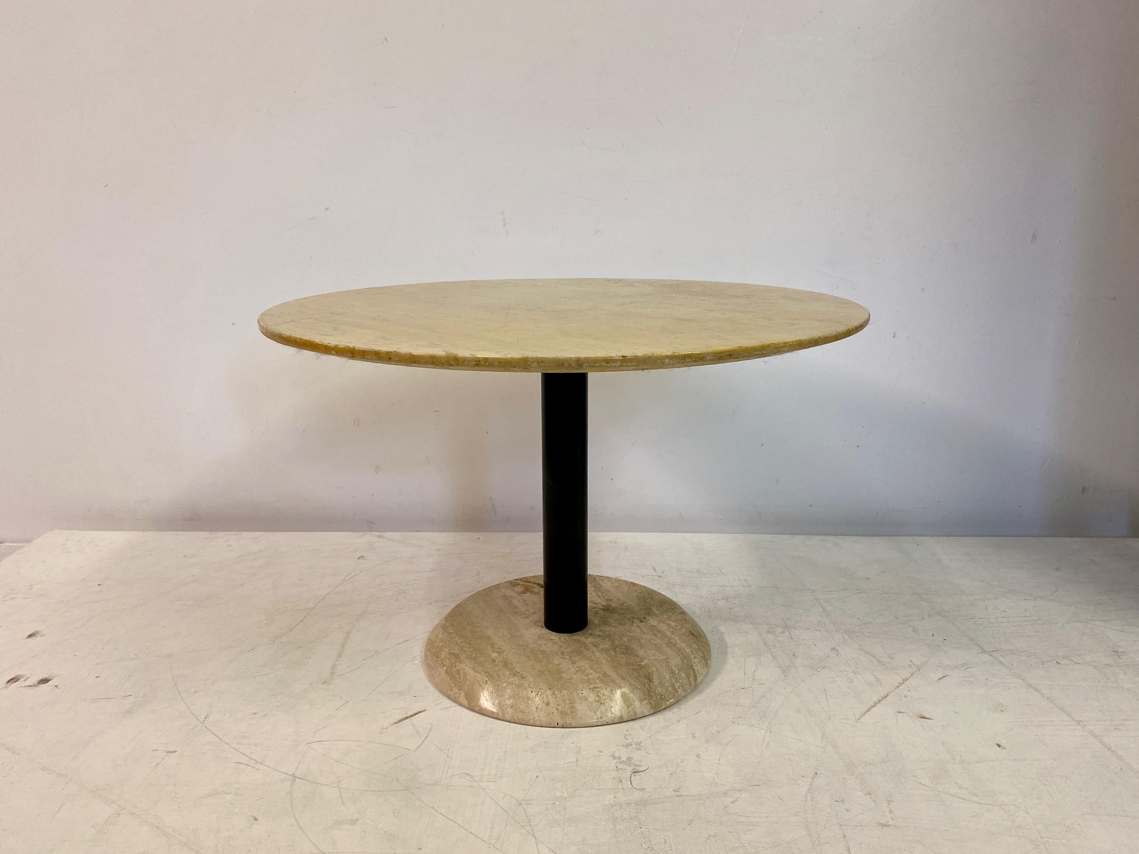 Postmodern Marble And Travertine Side Table For Sale 4