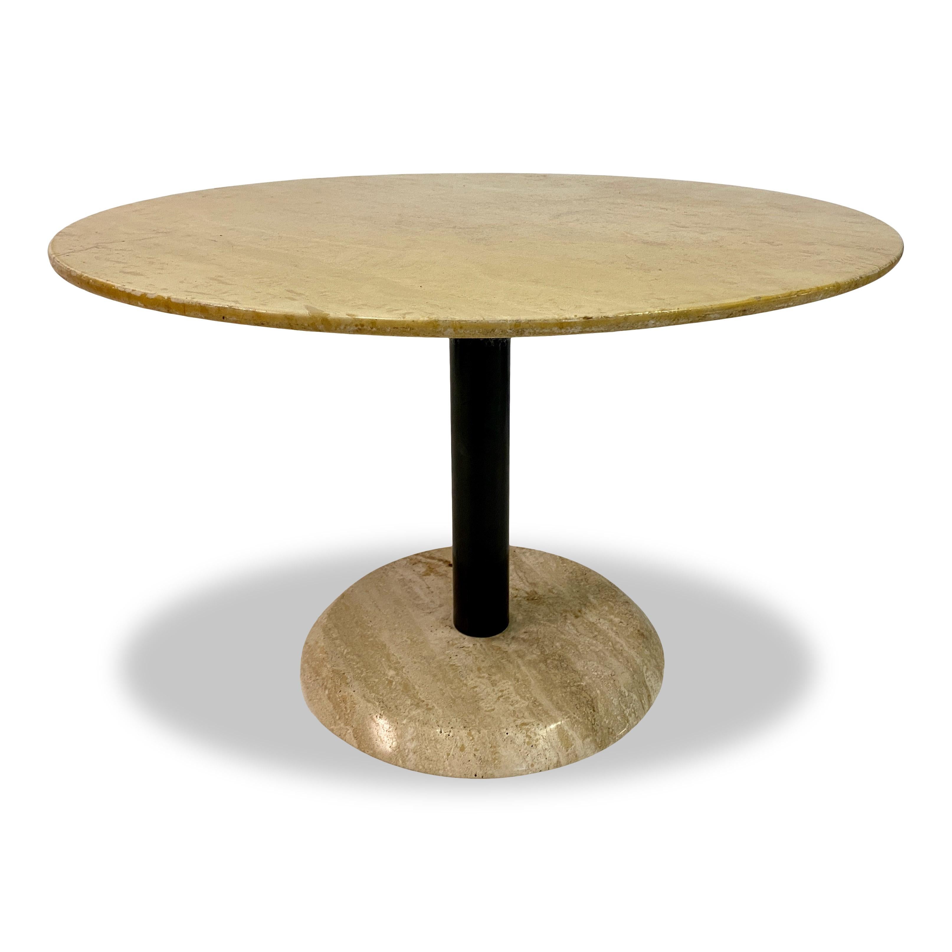 Postmodern Marble And Travertine Side Table For Sale 5