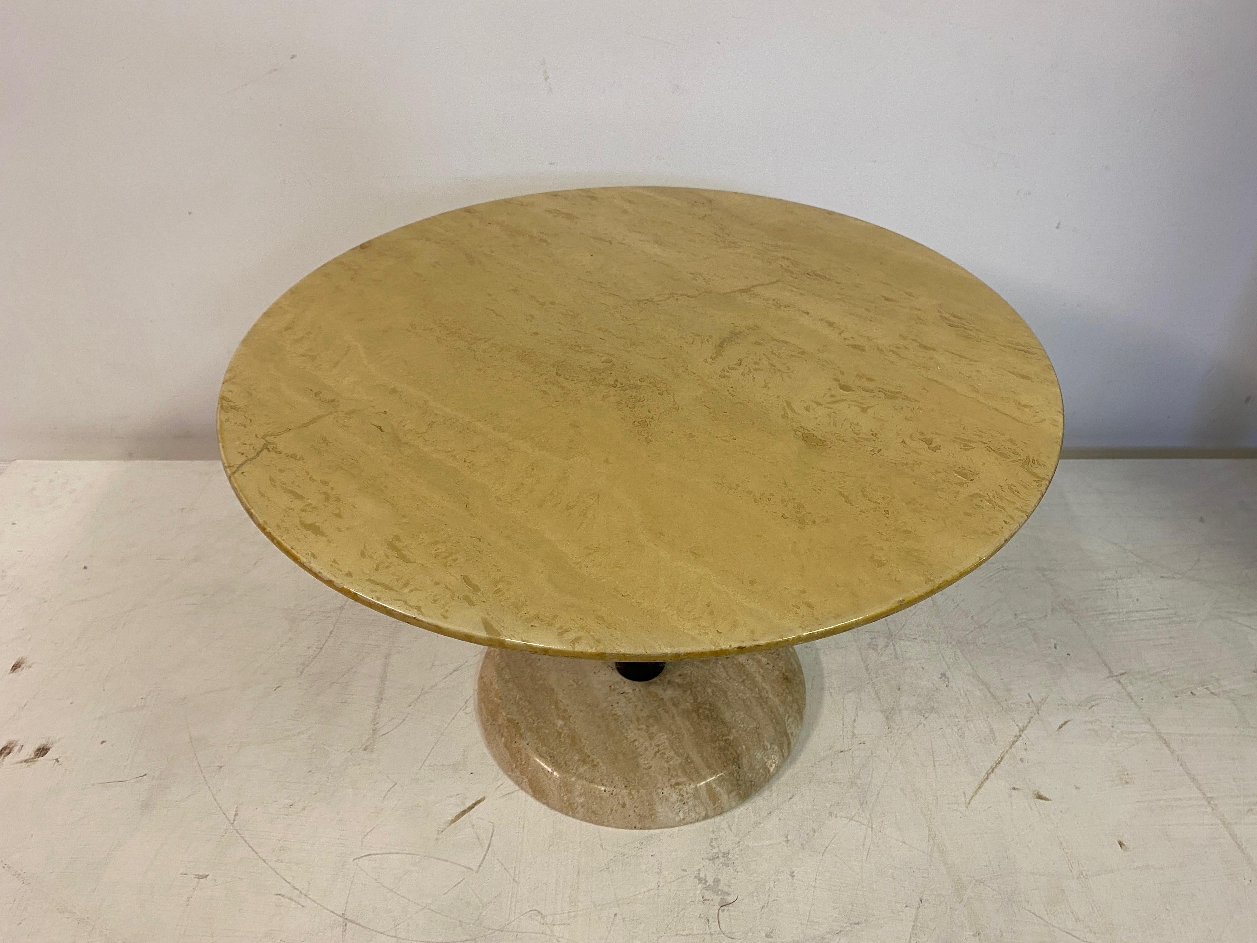 Post-Modern Postmodern Marble And Travertine Side Table For Sale