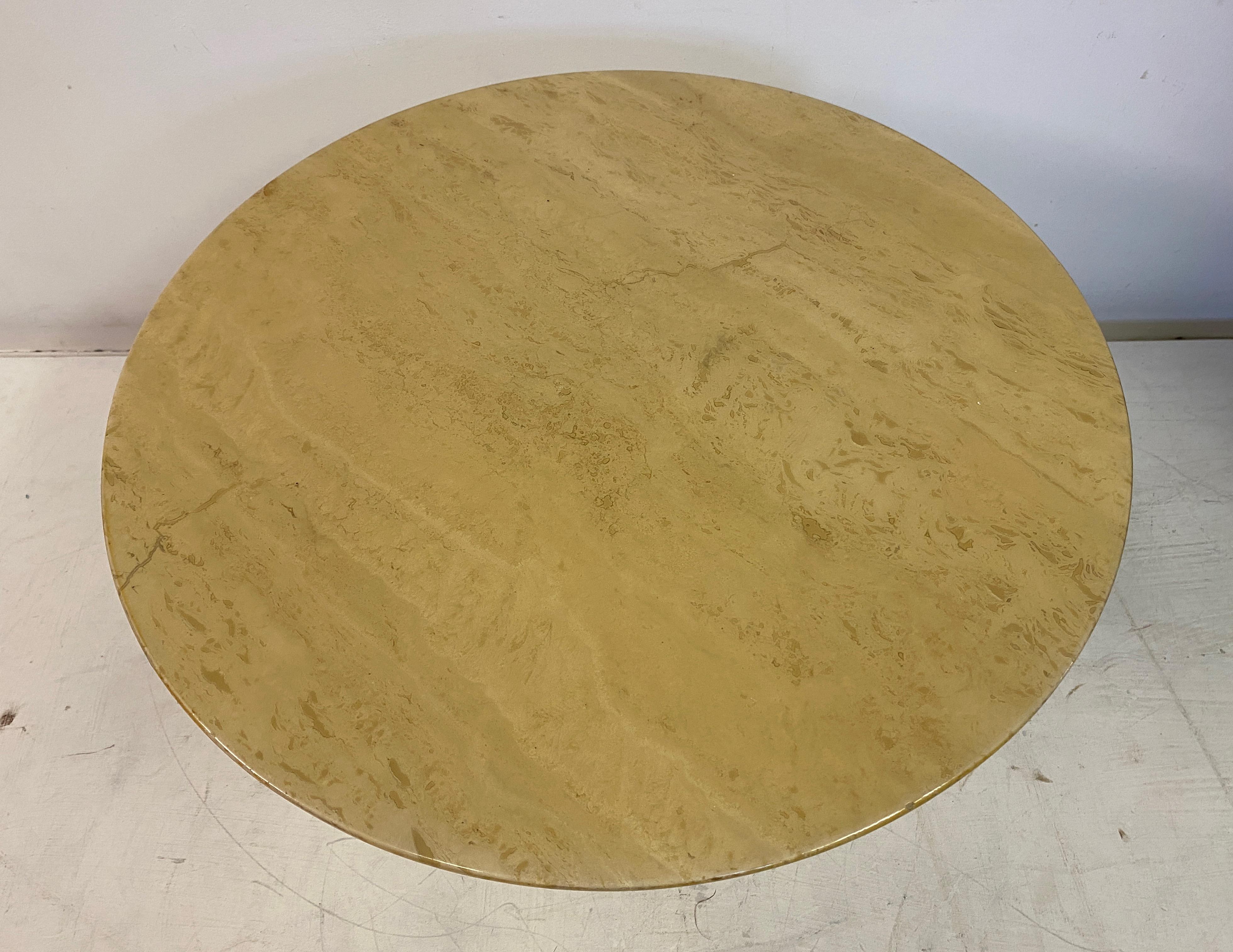 Postmodern Marble And Travertine Side Table In Good Condition For Sale In London, London