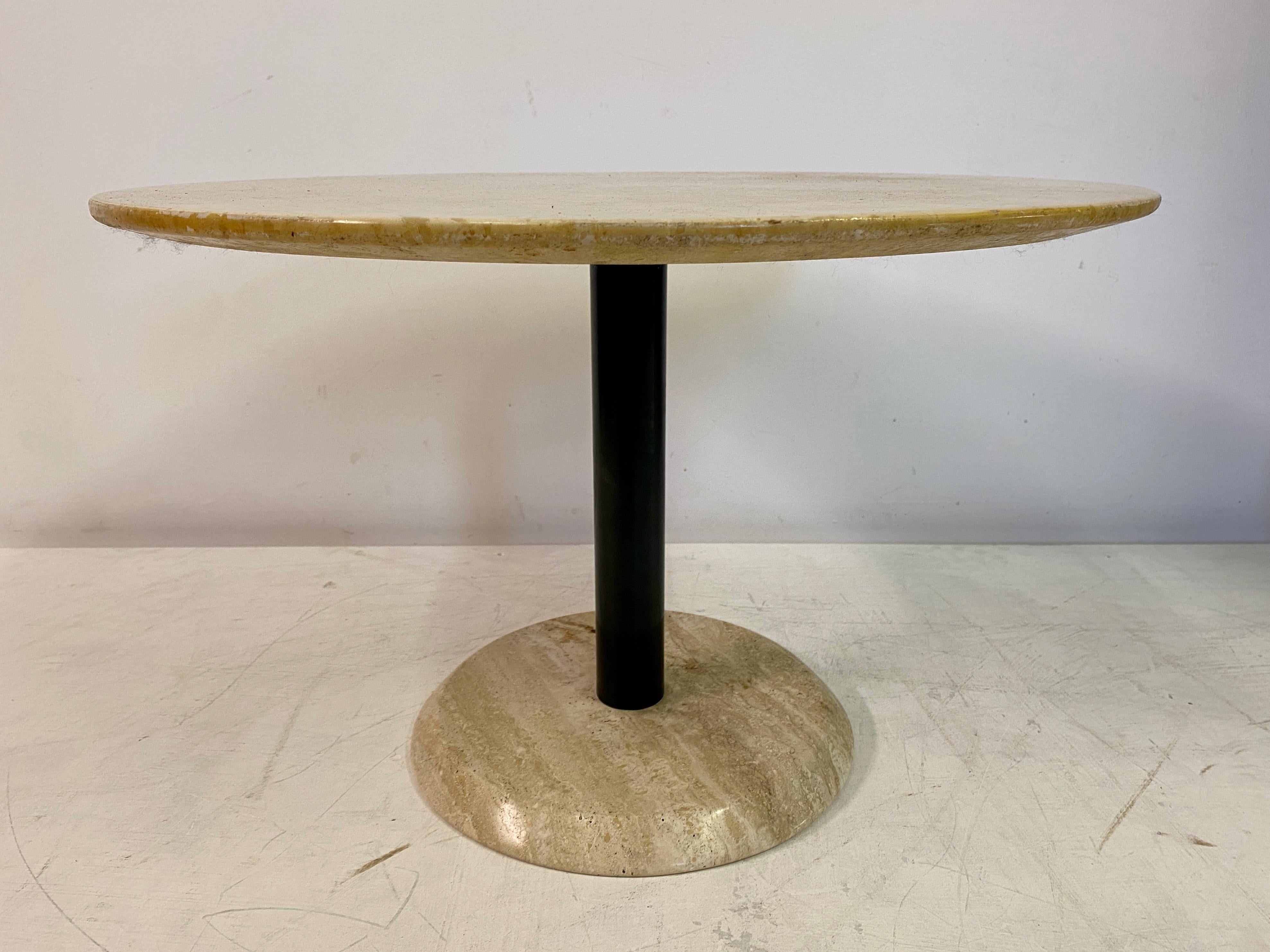 Postmodern Marble And Travertine Side Table For Sale 2