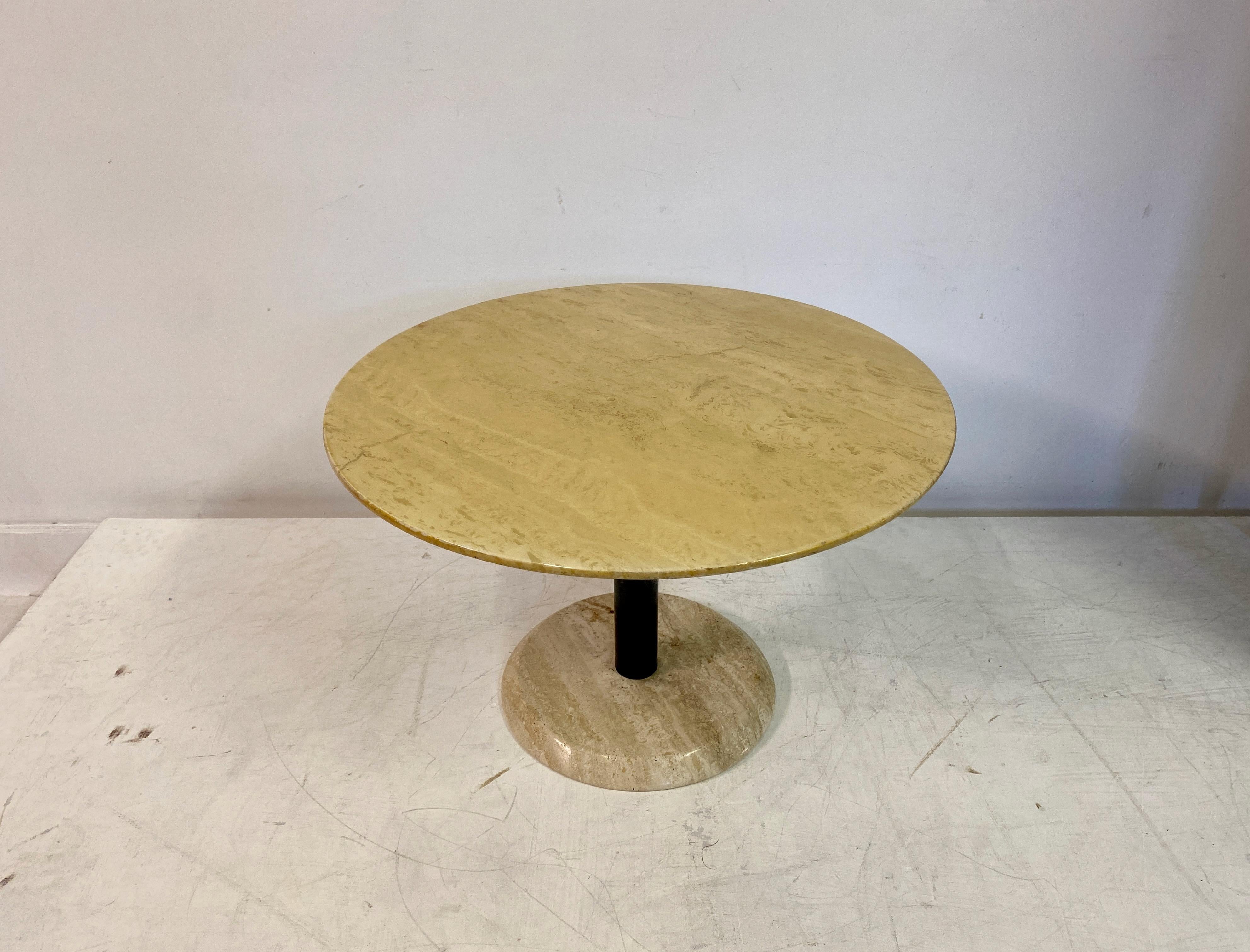 Postmodern Marble And Travertine Side Table For Sale 3