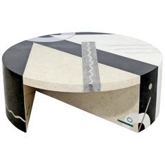 Postmodern Marble Malachite Chrome Tavola Coffee Table by Oggetti 1980s Italy