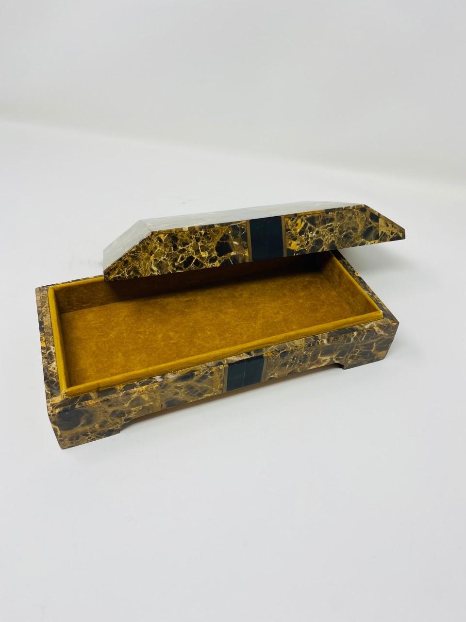 Postmodern Marble Travertine Jewelry Box by Maitland Smith 3