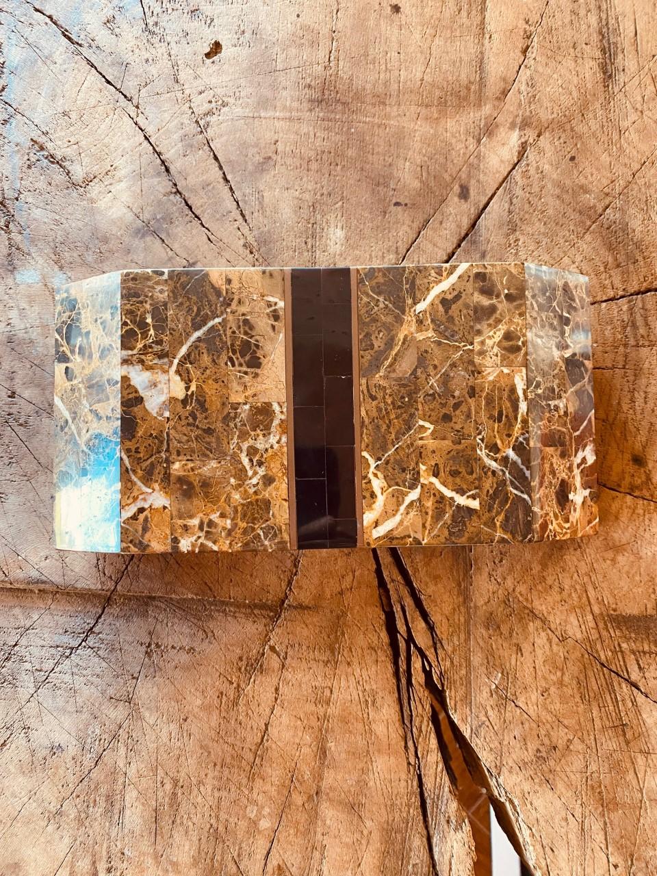 Post-Modern Postmodern Marble Travertine Jewelry Box by Maitland Smith