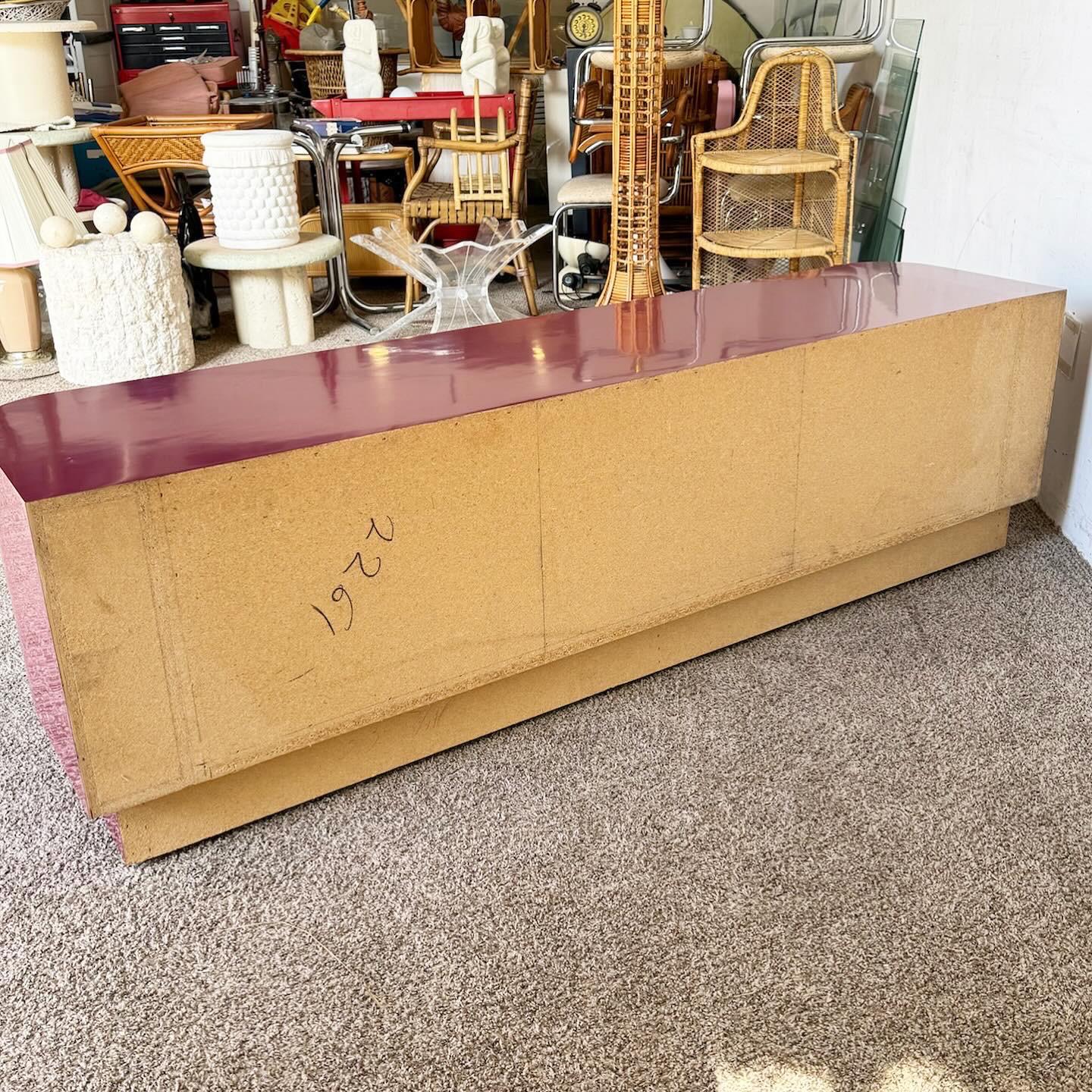 Post-Modern Postmodern Maroon Lacquer Laminate Lowboy Dresser For Sale