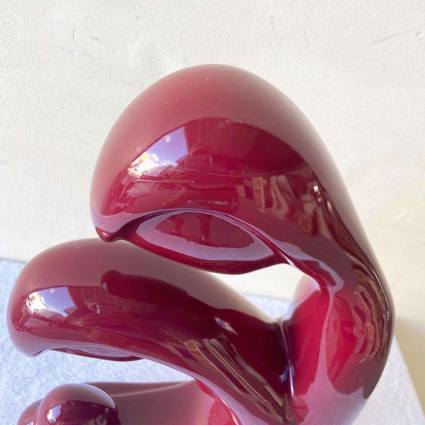 Late 20th Century Postmodern Maroon Red Ceramic Family Sculpture For Sale
