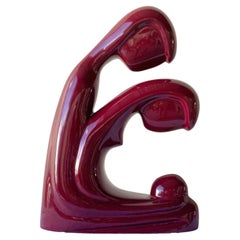 Postmodern Maroon Red Ceramic Family Sculpture