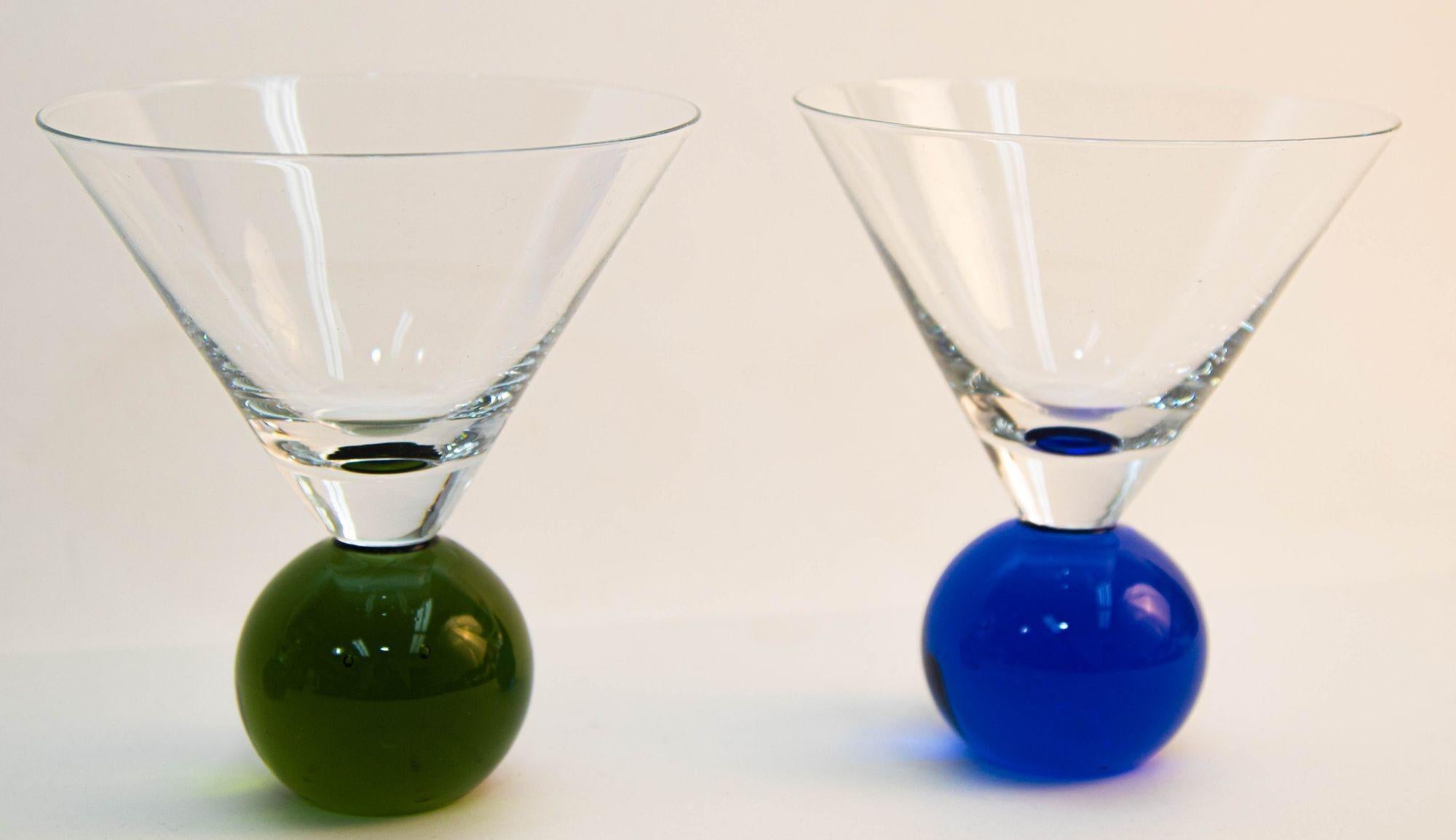 Postmodern Martini Cocktail Glasses Memphis Style circa 1990 Set of 4 For Sale 5