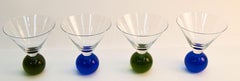 Postmodern Martini Cocktail Glasses Memphis Style circa 1990 Set of 4