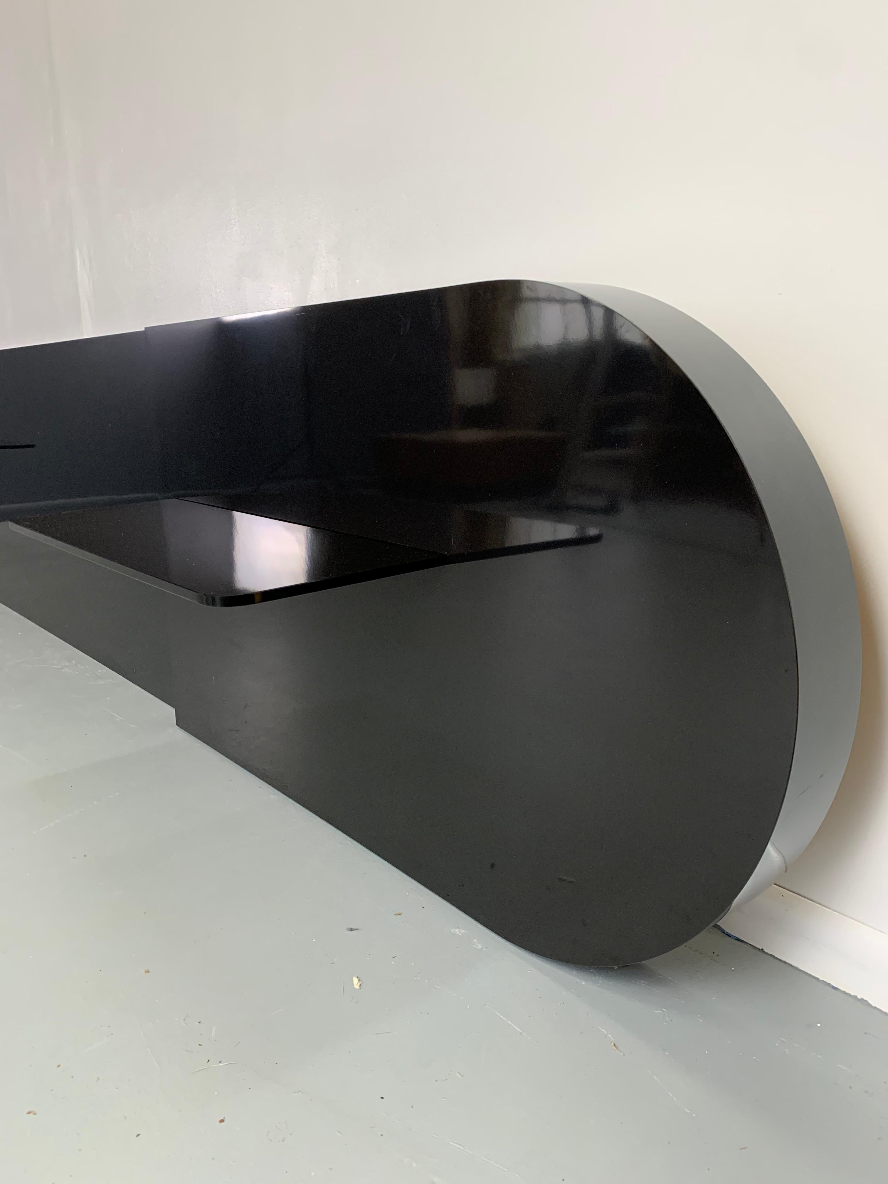 Laminate Postmodern Massive Custom Made Headboard and Smoked Glass Side Table Combination