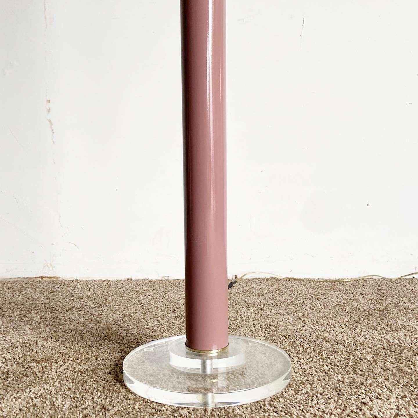 Postmodern Mauve and Lucite Floor Lamp In Good Condition For Sale In Delray Beach, FL