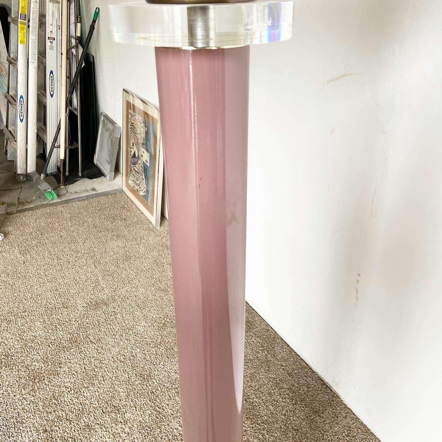 Postmodern Mauve and Lucite Floor Lamp For Sale 1