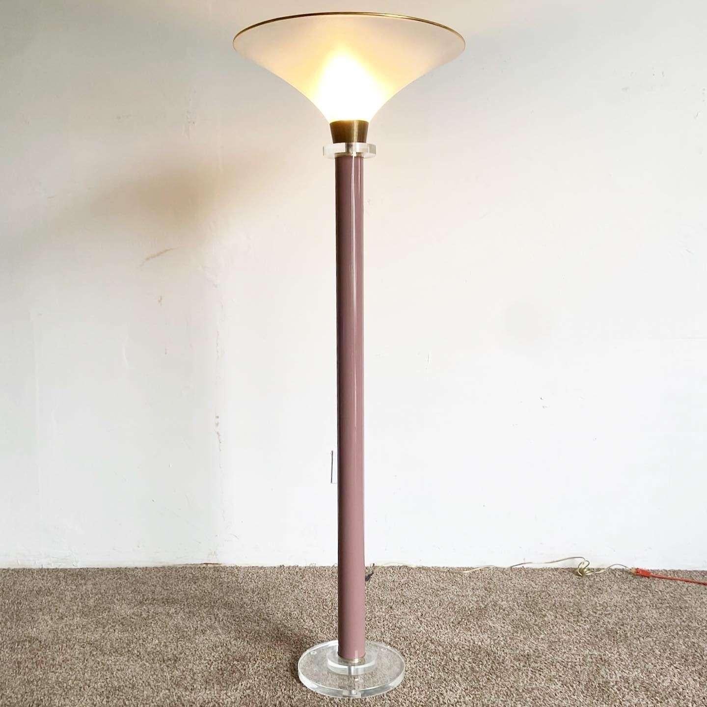Postmodern Mauve and Lucite Floor Lamp For Sale 3