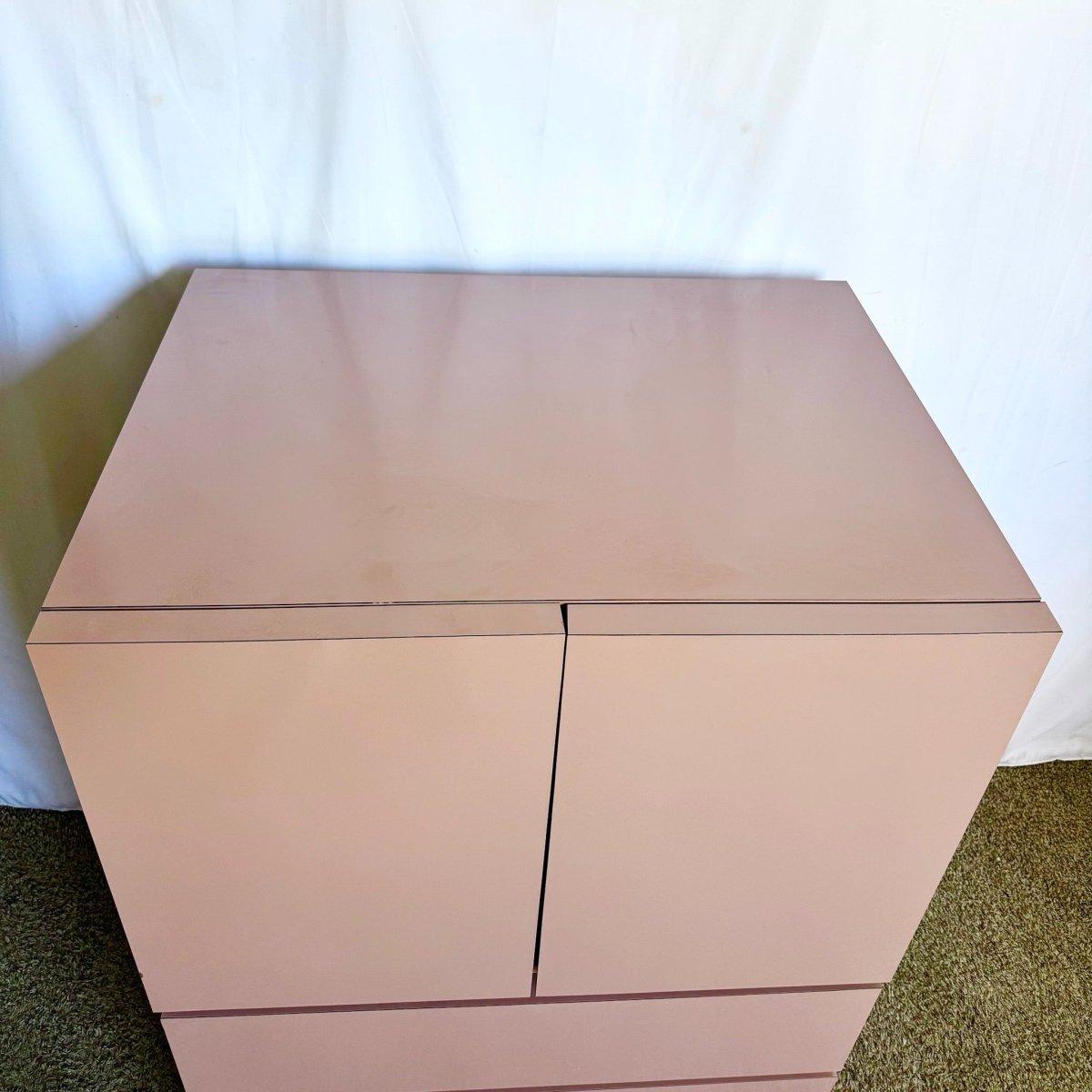 Postmodern Mauve Waterfall Armoire blends pastel refinement and sculptural form with spacious storage—ideal for luxe, contemporary interiors.
 

 We sell items as acquired, without restoring or repairing. Vintage pieces may have age-related wear.