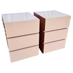 Postmodern Mauve Lacquer Laminate Cubic Commodes/Chests of Drawers/Nightstands