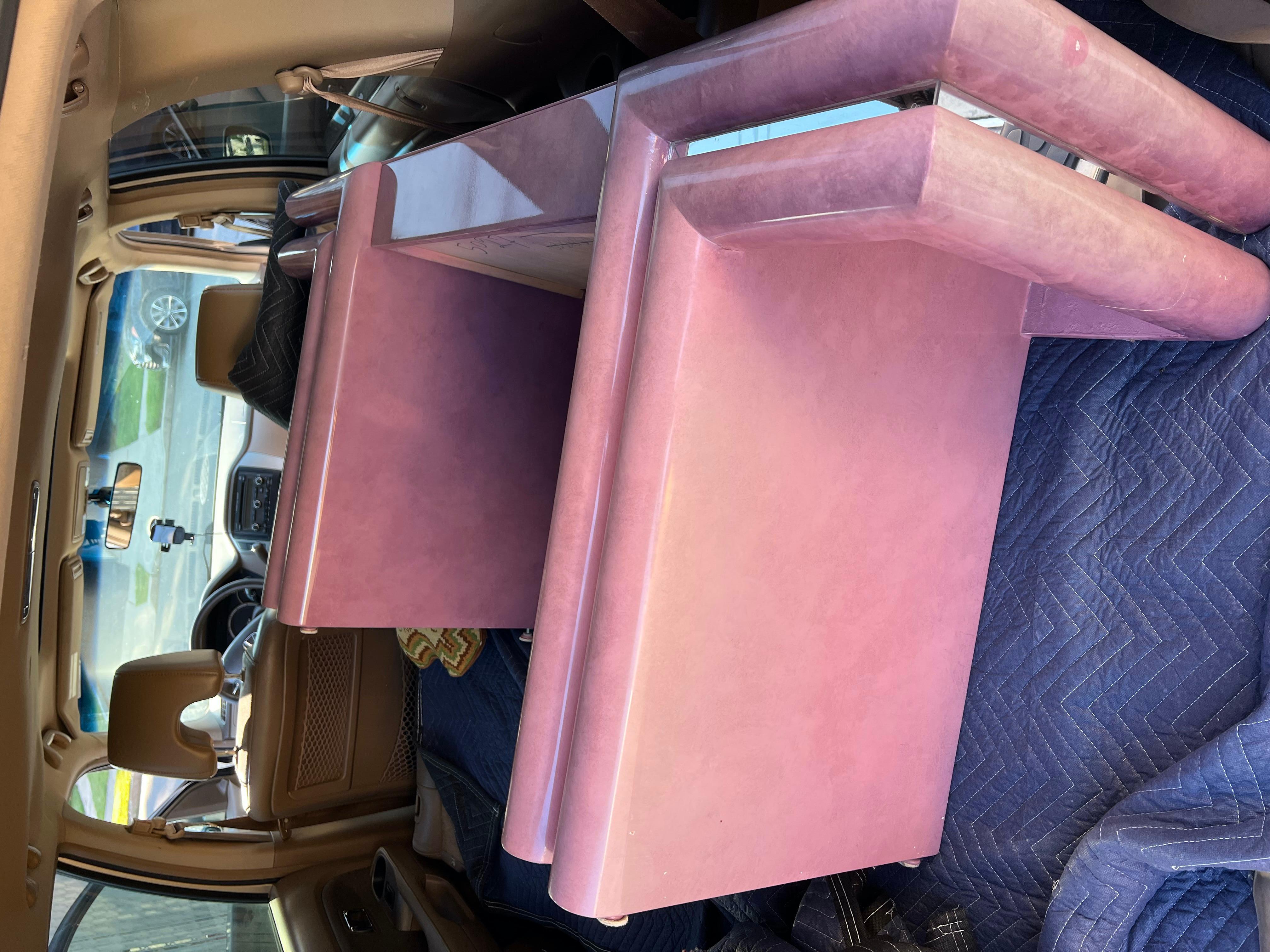 North American Postmodern Mauve Pink Laminate Desk in the Style of Karl Springer For Sale