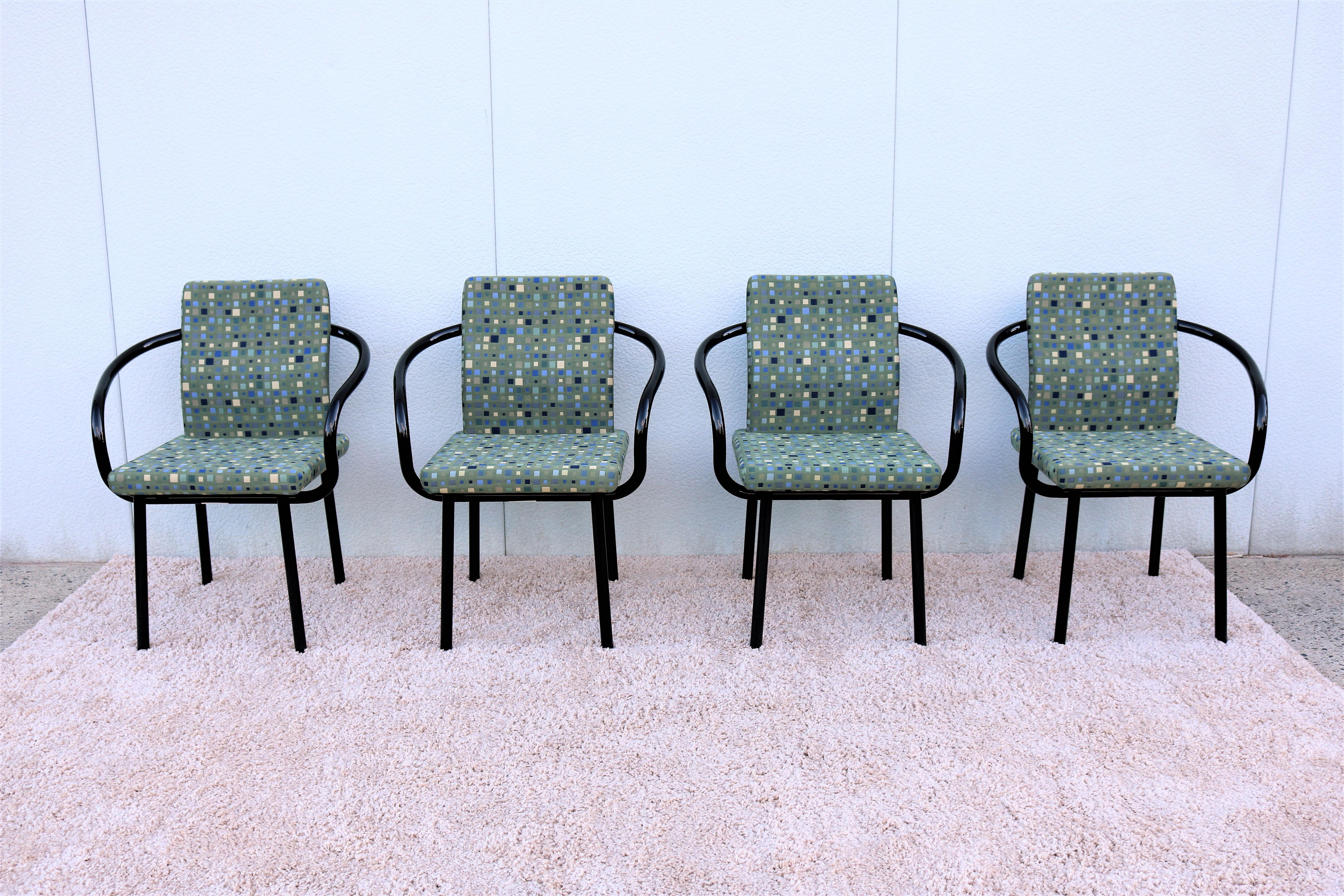 Postmodern Memphis 1986 Ettore Sottsass for Knoll Mandarin Chairs, Set of 4 2