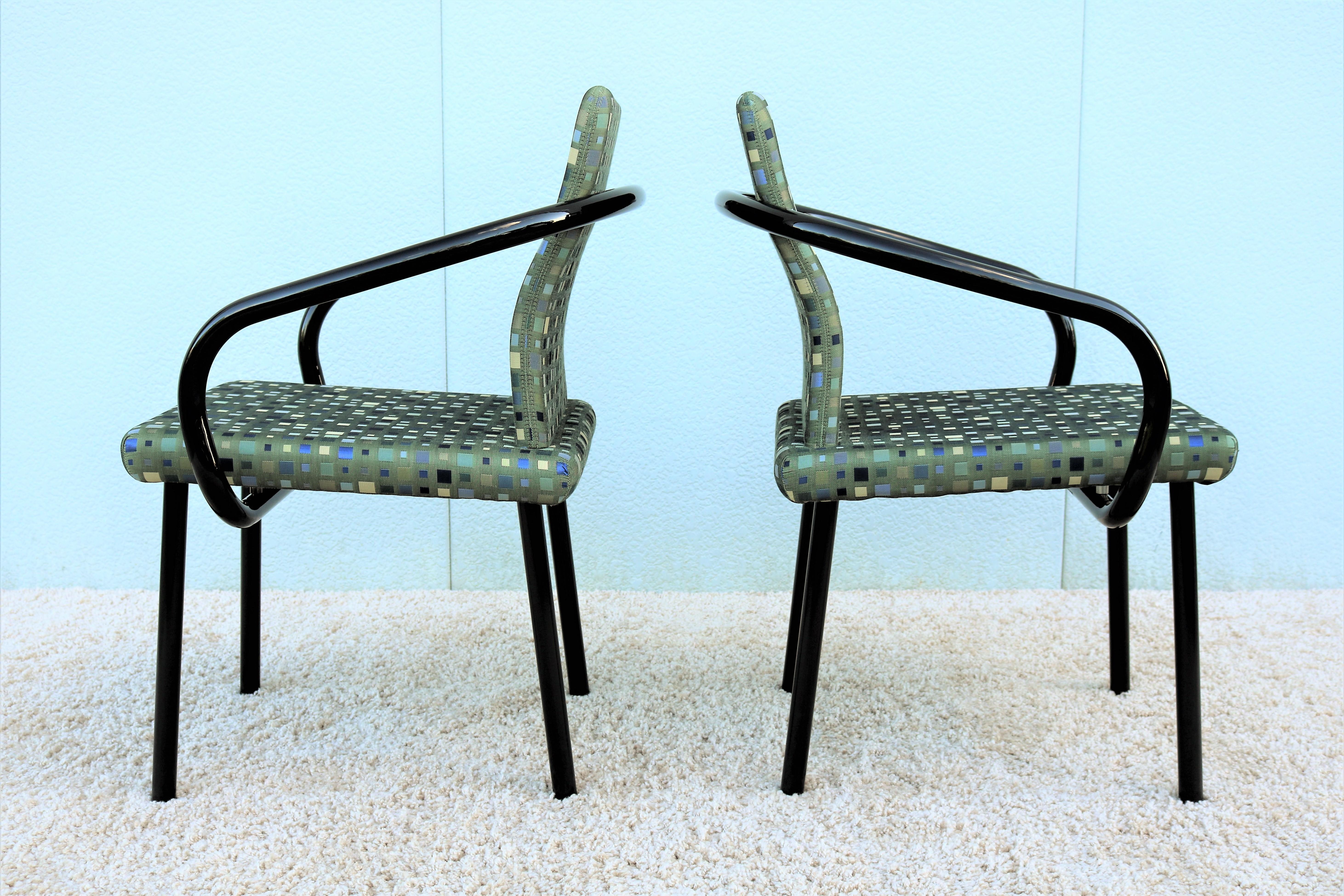 Postmodern Memphis 1986 Ettore Sottsass for Knoll Mandarin Chairs, Set of 4 4