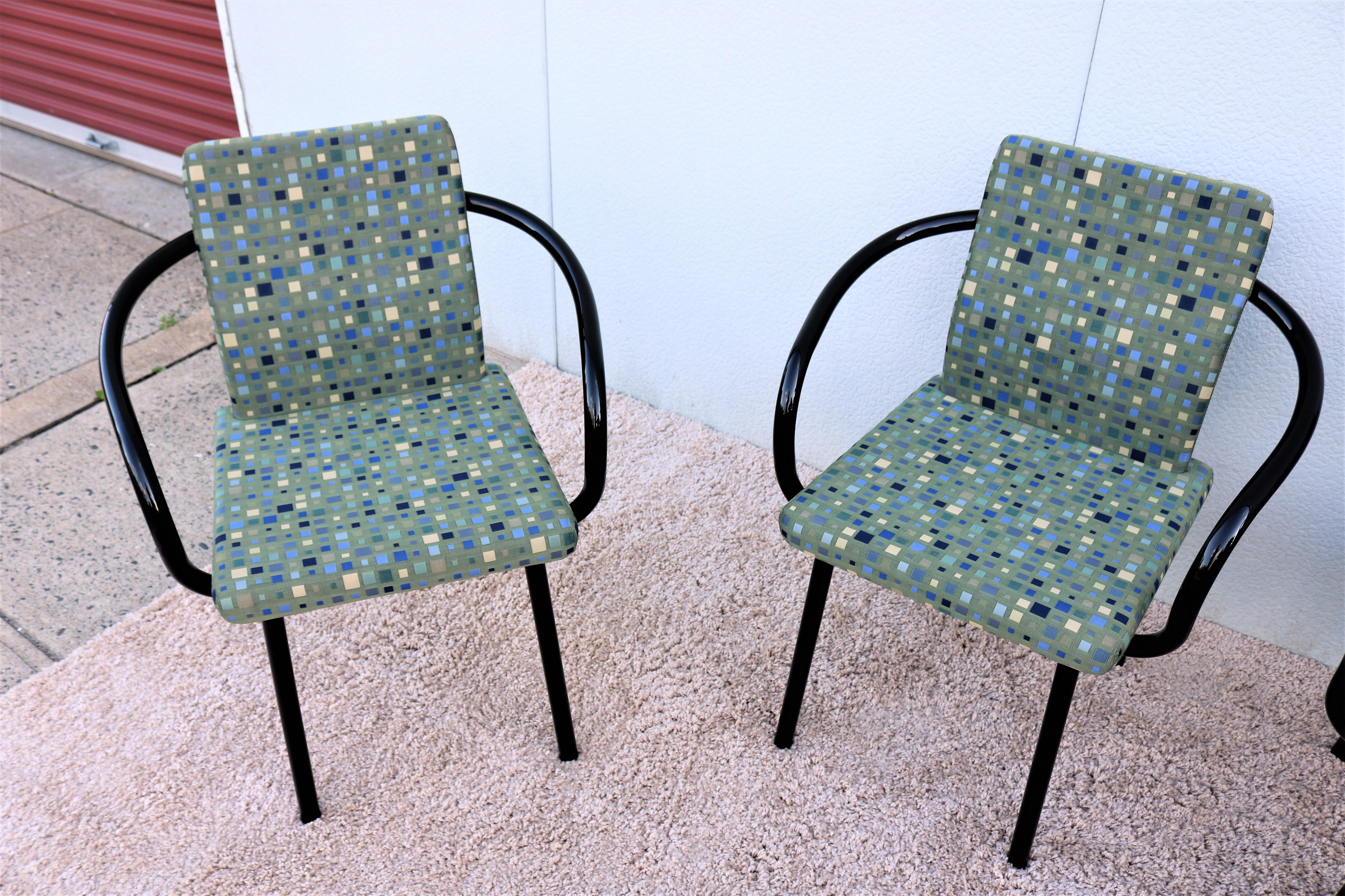 Post-Modern Postmodern Memphis 1986 Ettore Sottsass for Knoll Mandarin Chairs, Set of 4