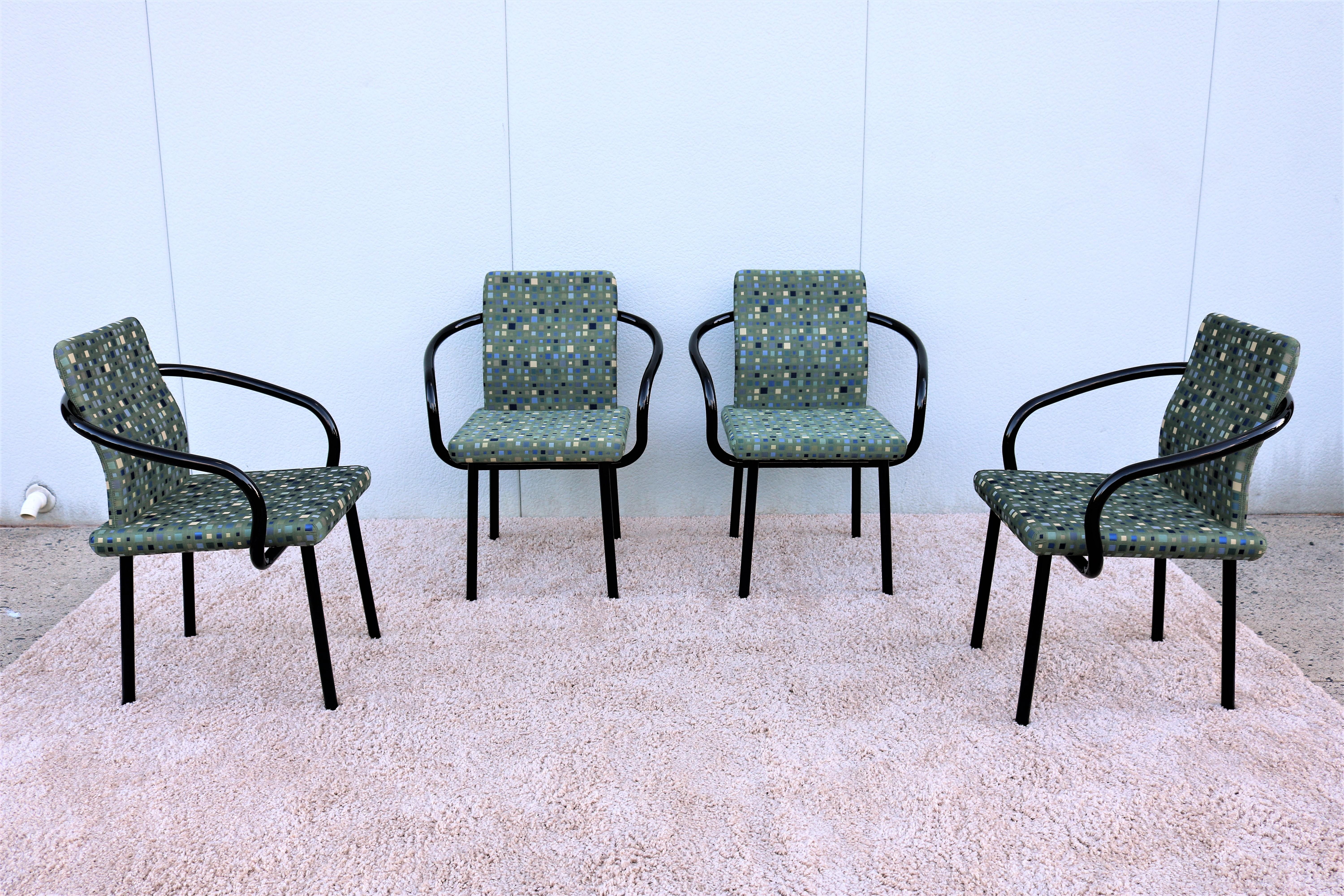 American Postmodern Memphis 1986 Ettore Sottsass for Knoll Mandarin Chairs, Set of 4