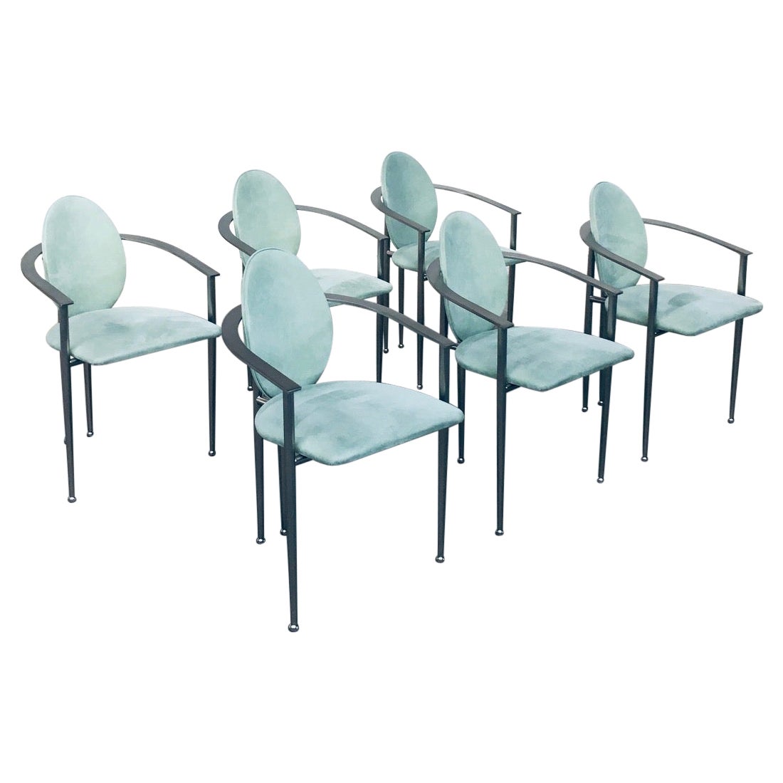 Postmodern Memphis Design Dining Chairs by Belgochrom, Belgium 1980
s