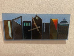 Postmodern / Memphis Era Art Glass Wall Clock by M.J. Bailey