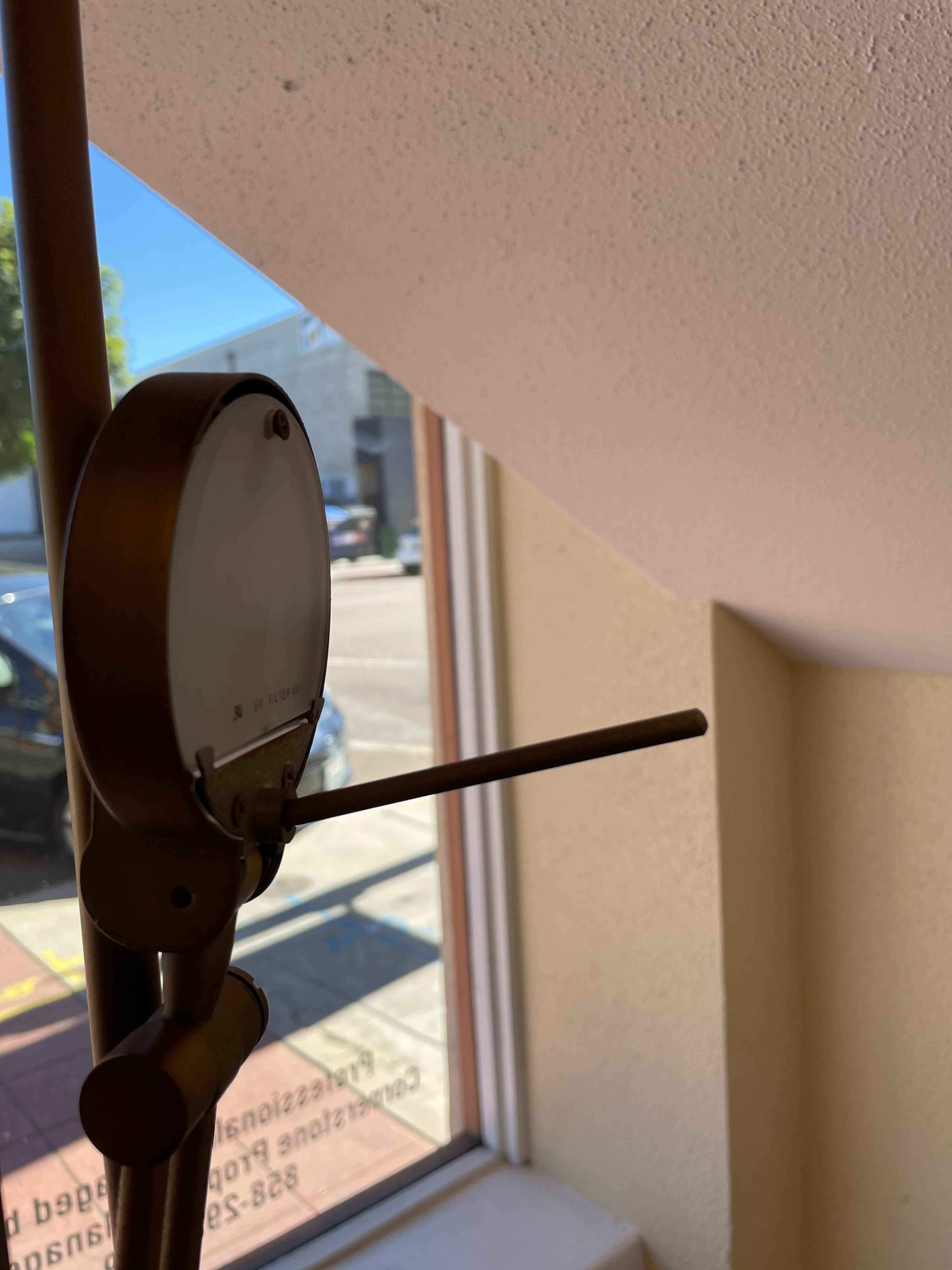 Metal Postmodern Memphis Era Floor Torchère Italian Lamp with Side Lamp Bronze Finish