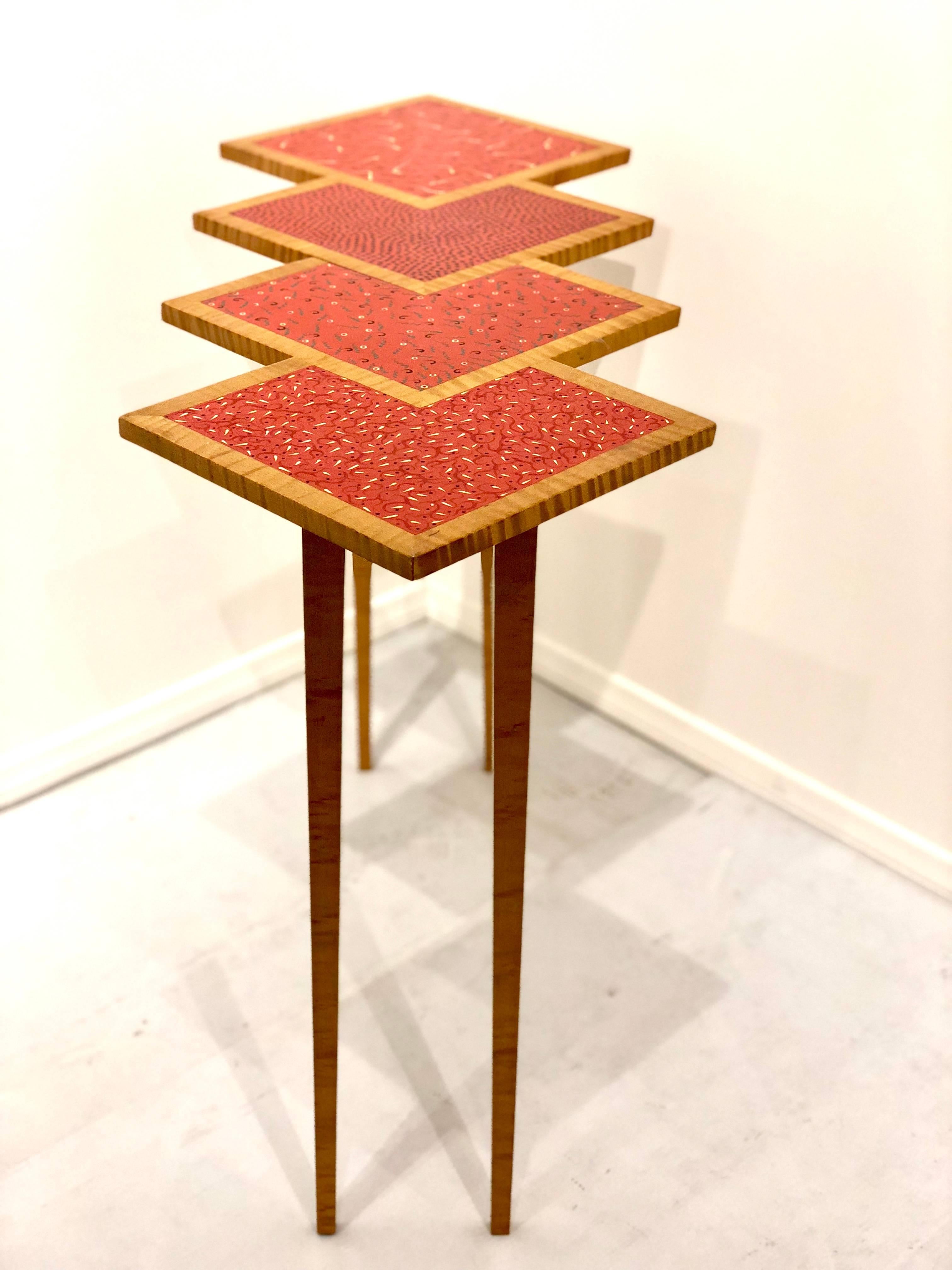 Postmodern Memphis Era Hand-Painted Zig-Zag Entry Table In Excellent Condition In San Diego, CA