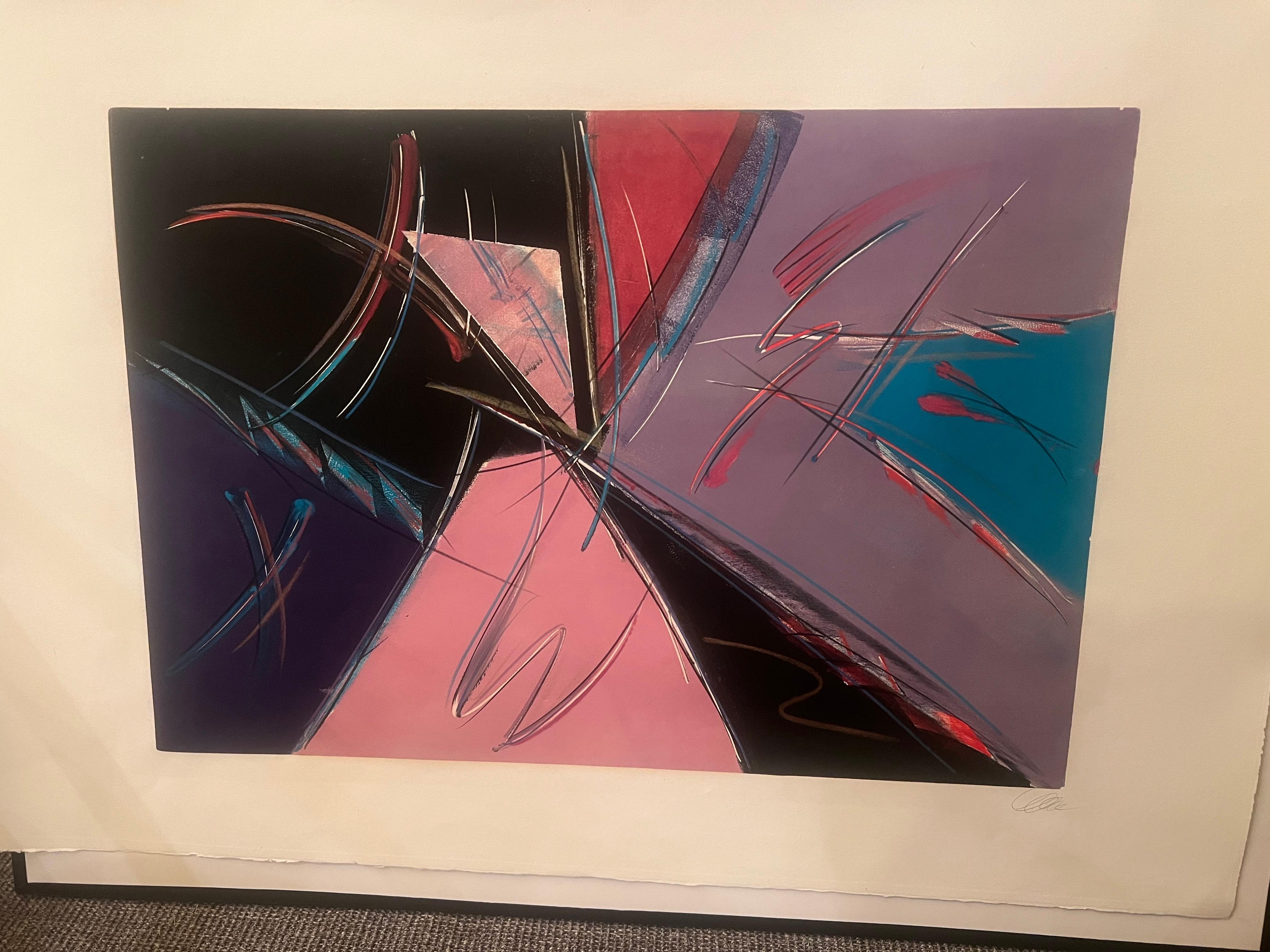 Nice design beautiful colors and excellent condition on this signed litho we cant find who is the artist , never framed easy to ship the image by itself is 22