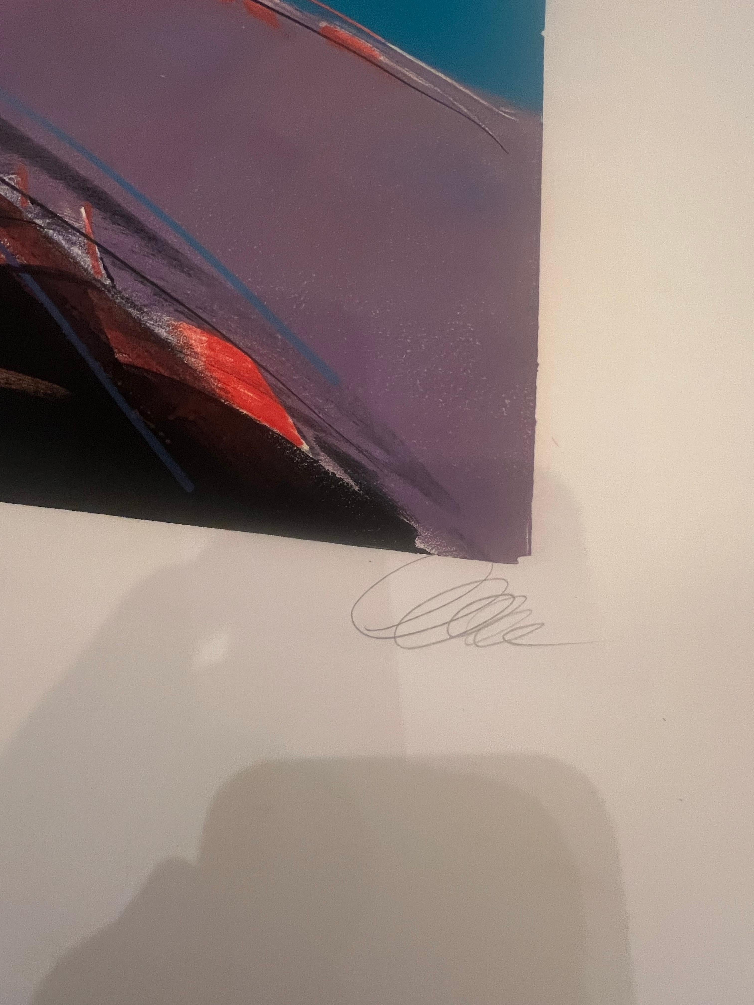 Postmodern Memphis Era Original Abstrac Signed Large Litho Unframed Circa 1980's In Excellent Condition For Sale In San Diego, CA