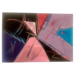 Postmodern Memphis Era Original Abstrac Signé Large Litho Unframed Circa 1980's