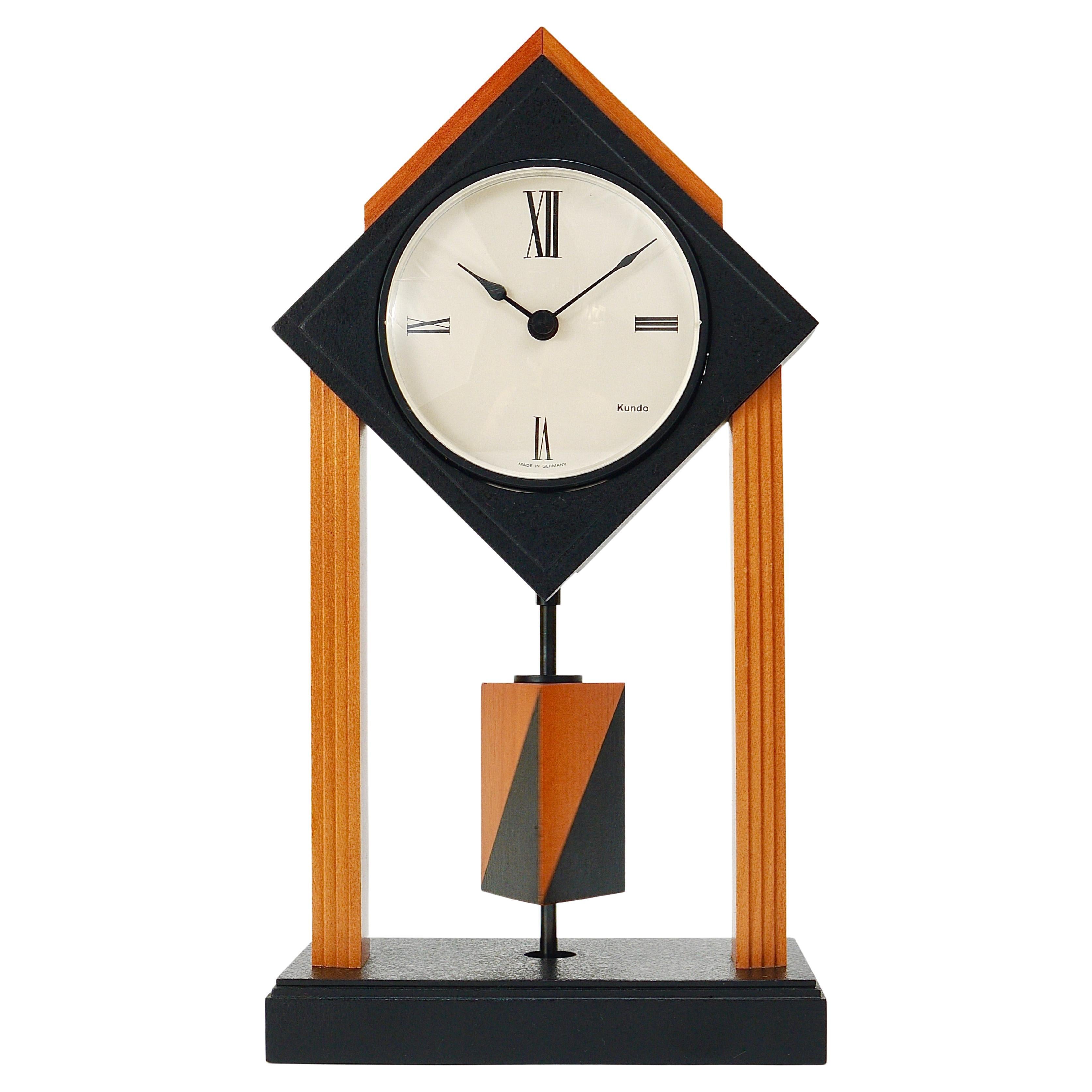 Postmodern Memphis Milano Style Torsion Pendulum Table Clock by Kundo Germany